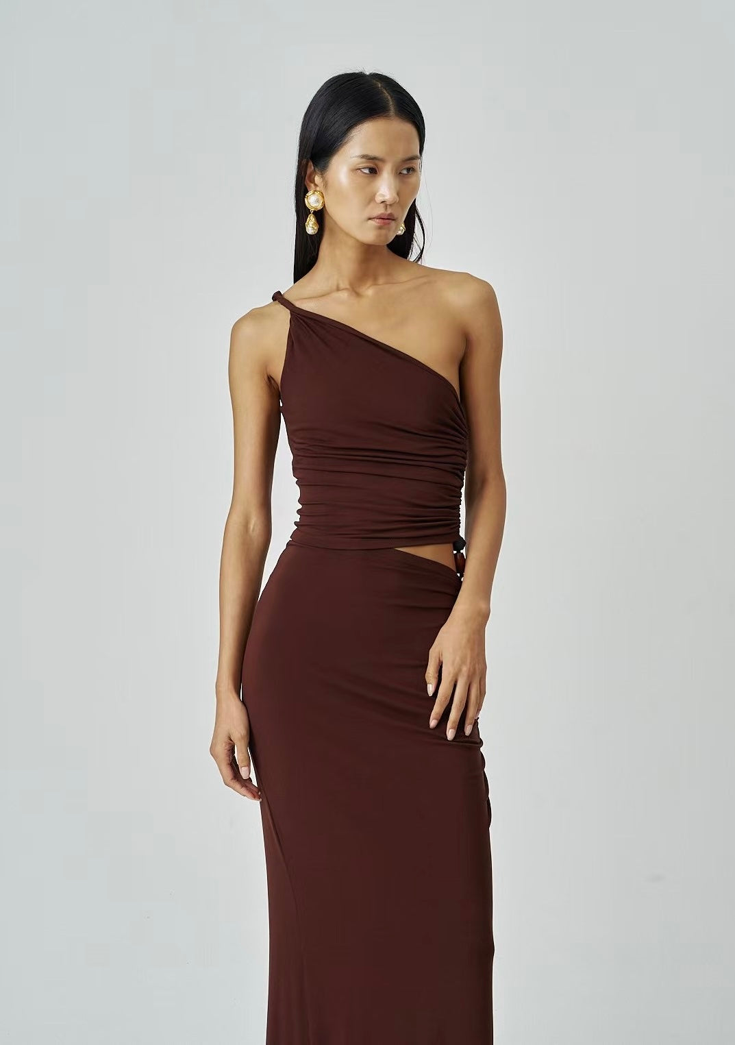 Seren Asymmetrical Dress Cocoa