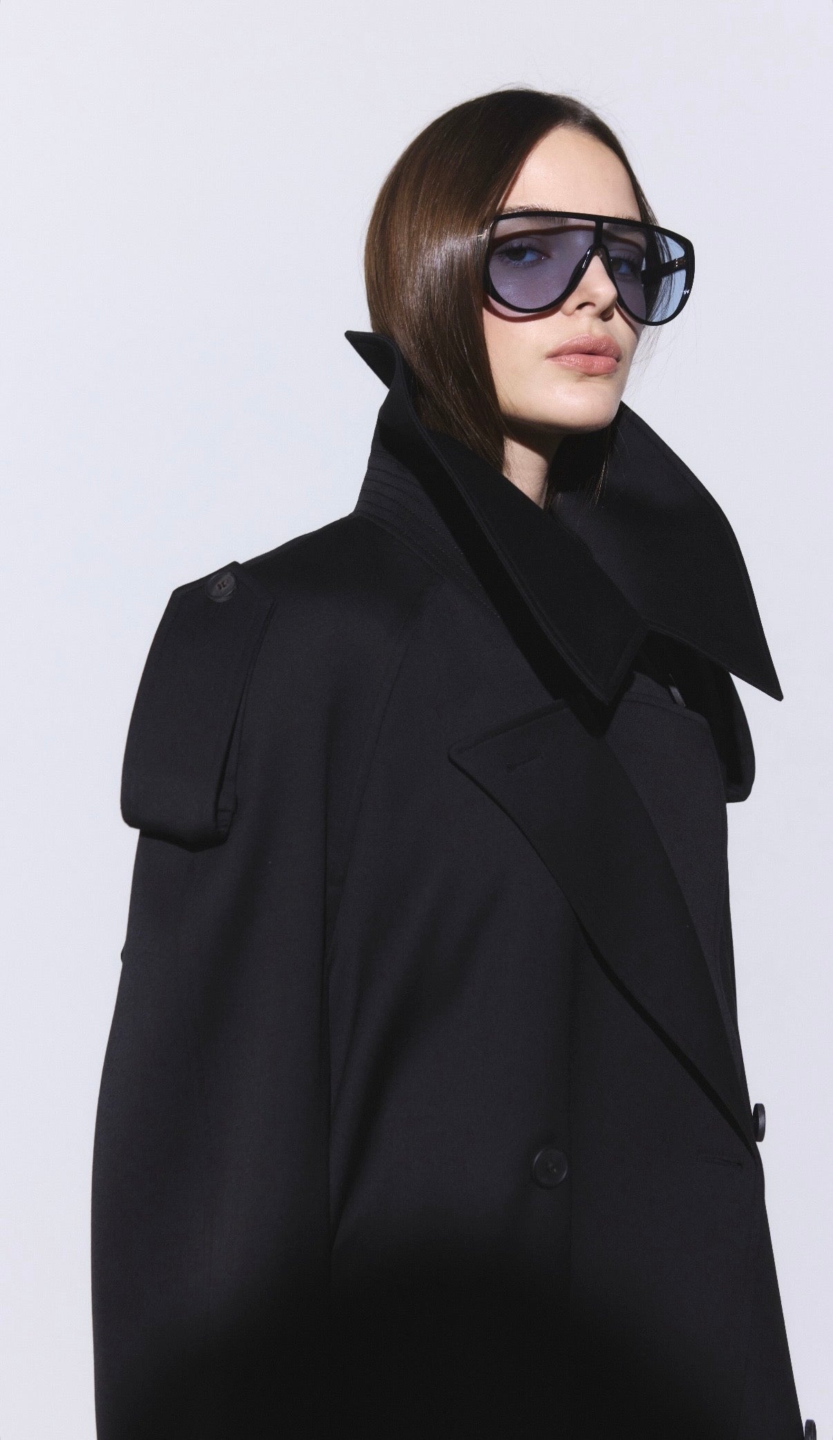 Moka Double Wool Trench Coat Onyx