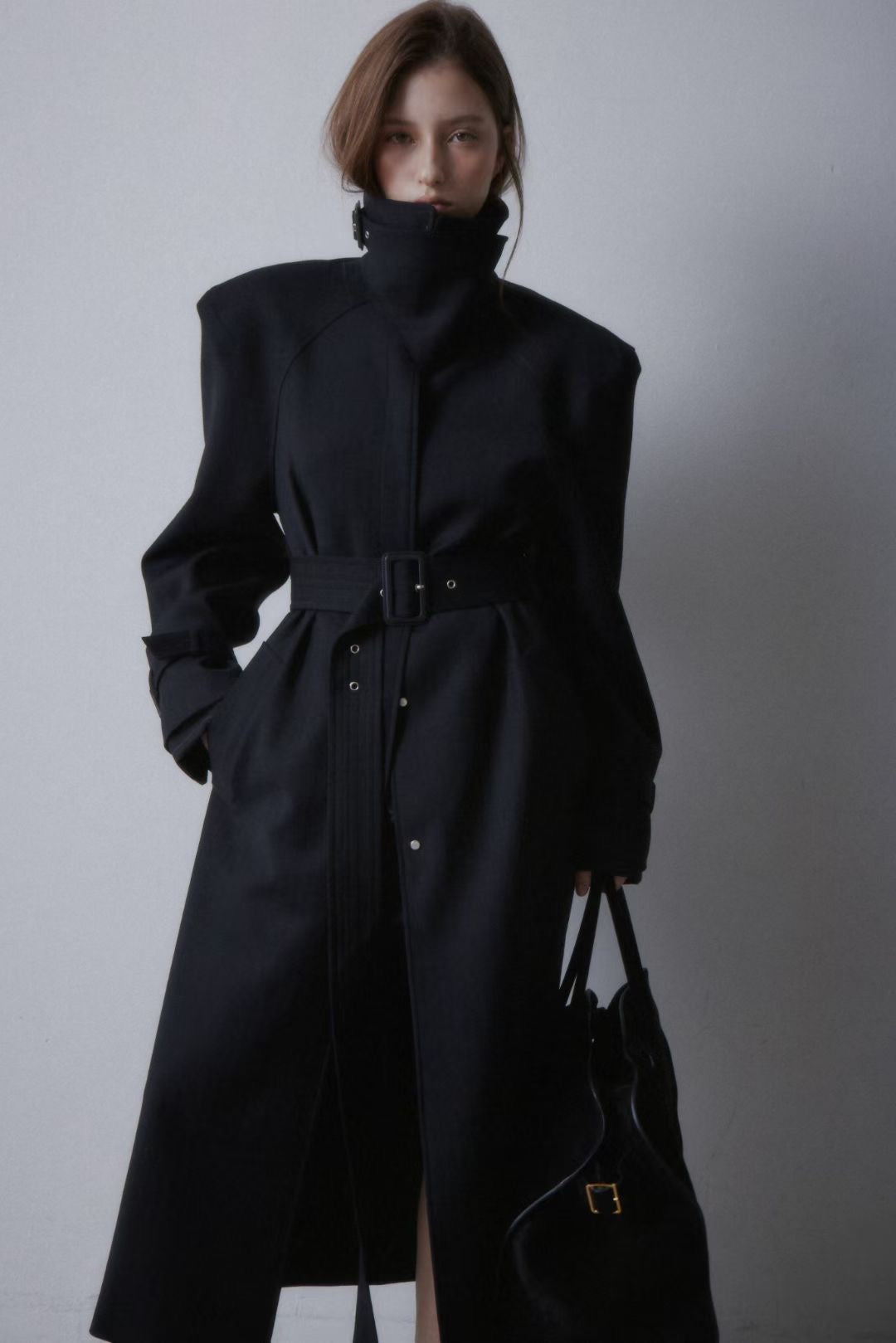 Miki Wool Trench Coat Onyx