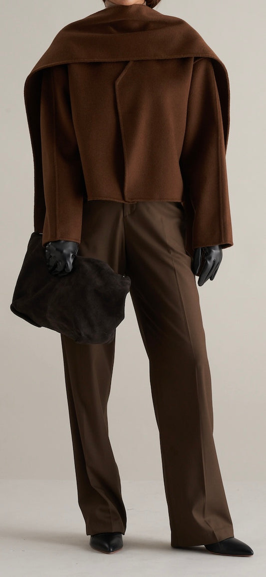 Kenza Wool Silk Trousers Coffee