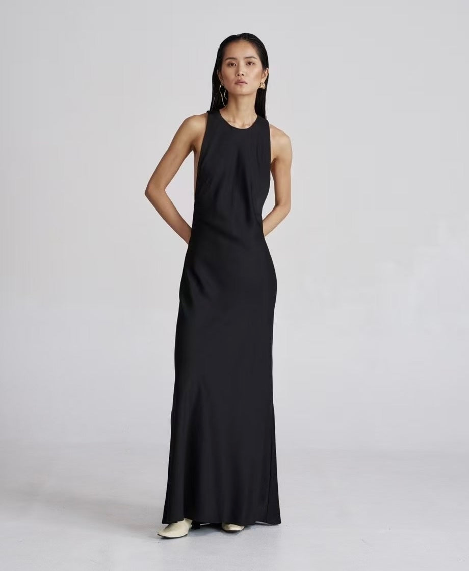 Kao Silky Sleeveless Maxi Dress Onyx