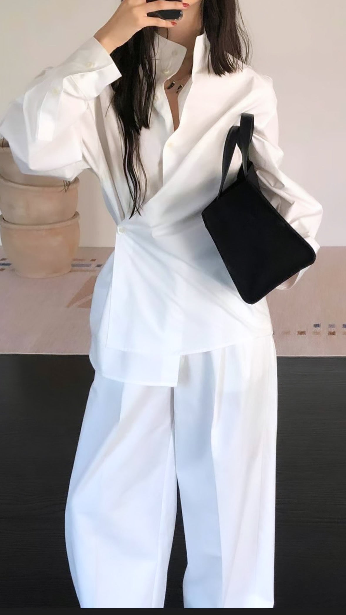 Taeis Asymmetrical Poplin Shirt Optic White