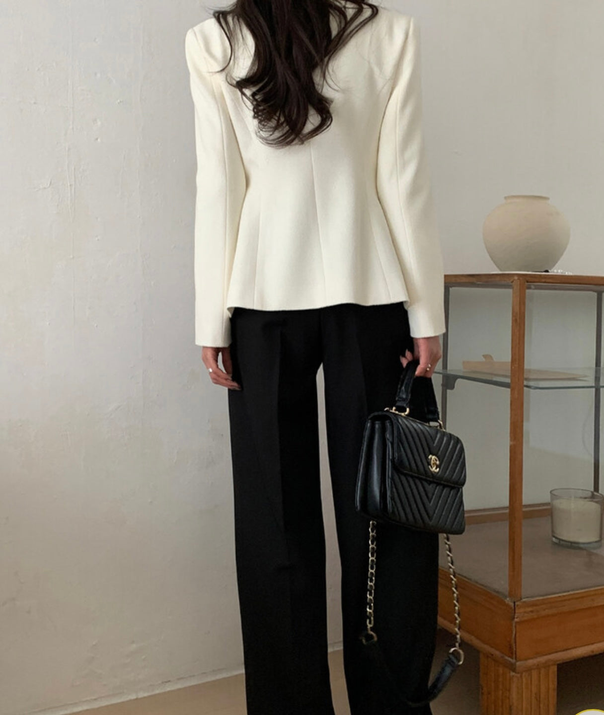 Enya Cinched Tweed Jacket Ivory