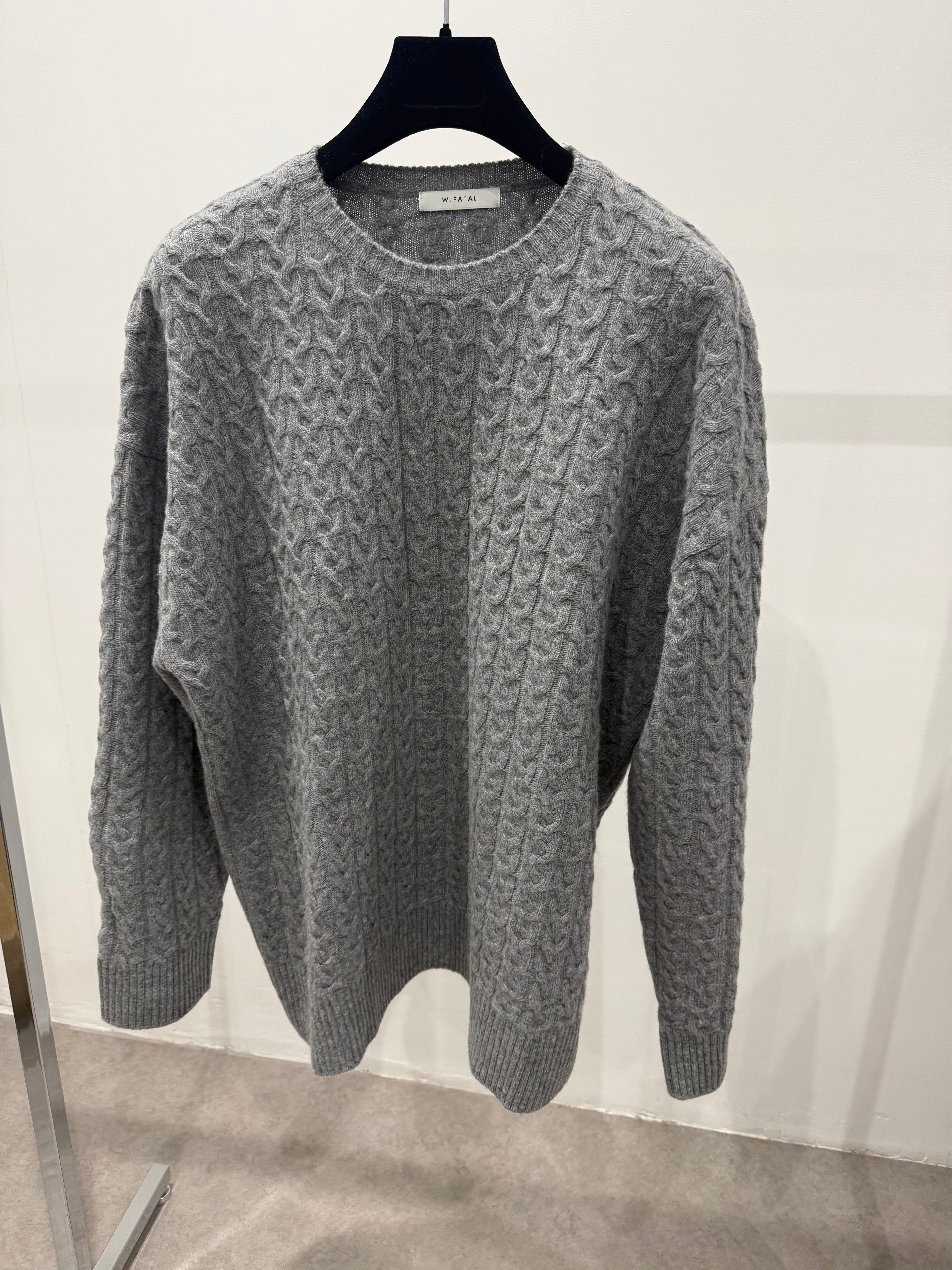 Cable Knit Wool Knit Grey