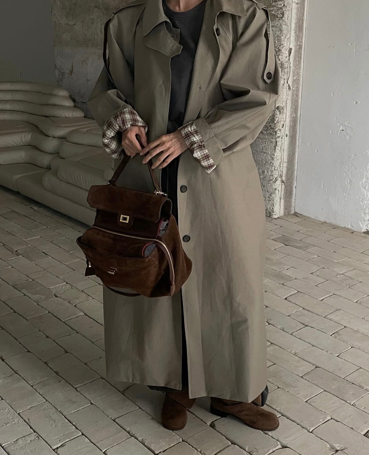 Yvet Double Breasted Trench Coat Khaki