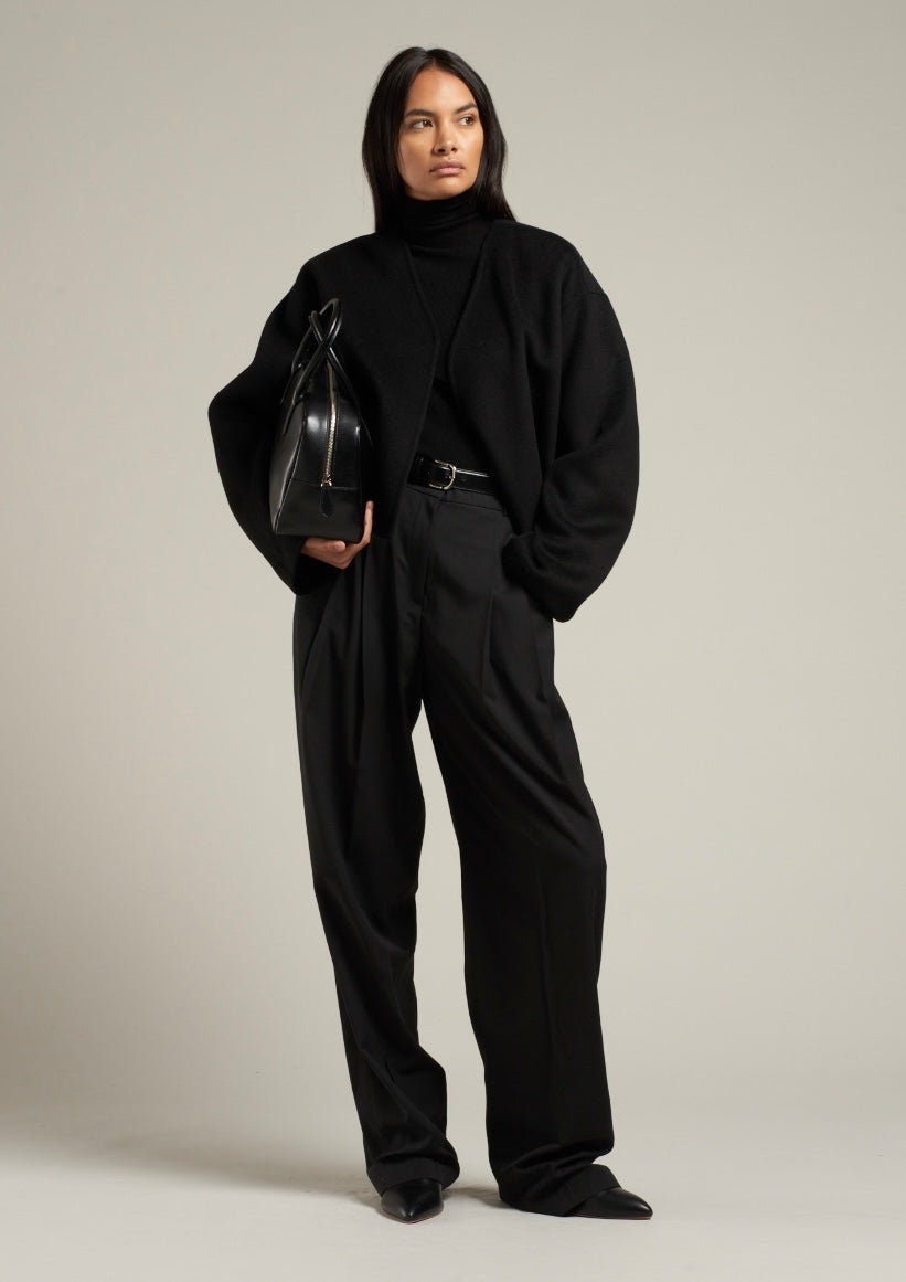 Lana Cropped Wool Jacket Black