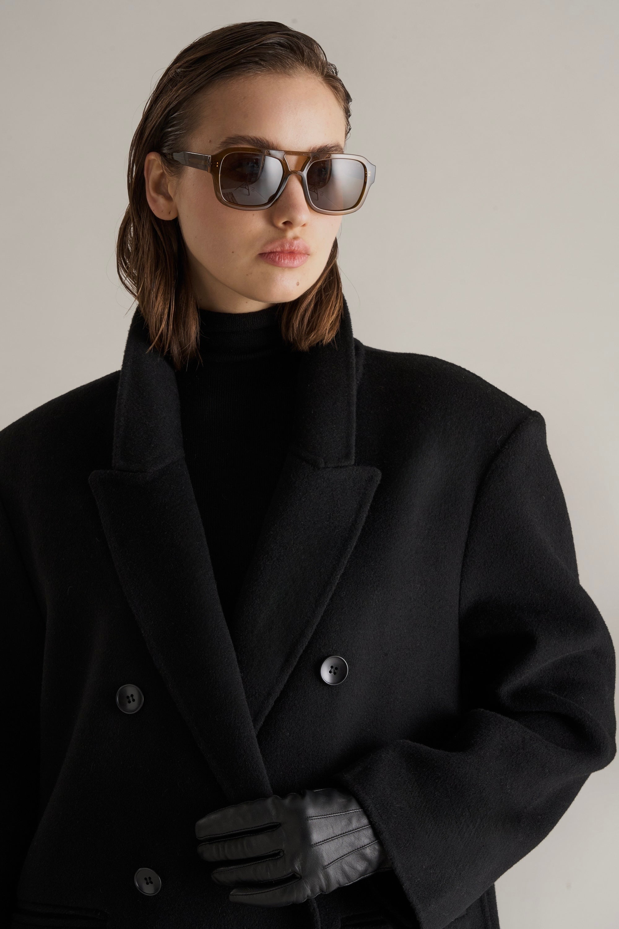 Claye Doublé Boyfriend Coat Onyx
