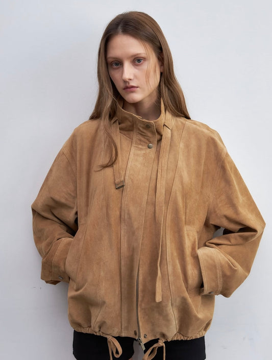 Ven Suede Leather Jacket Caramel