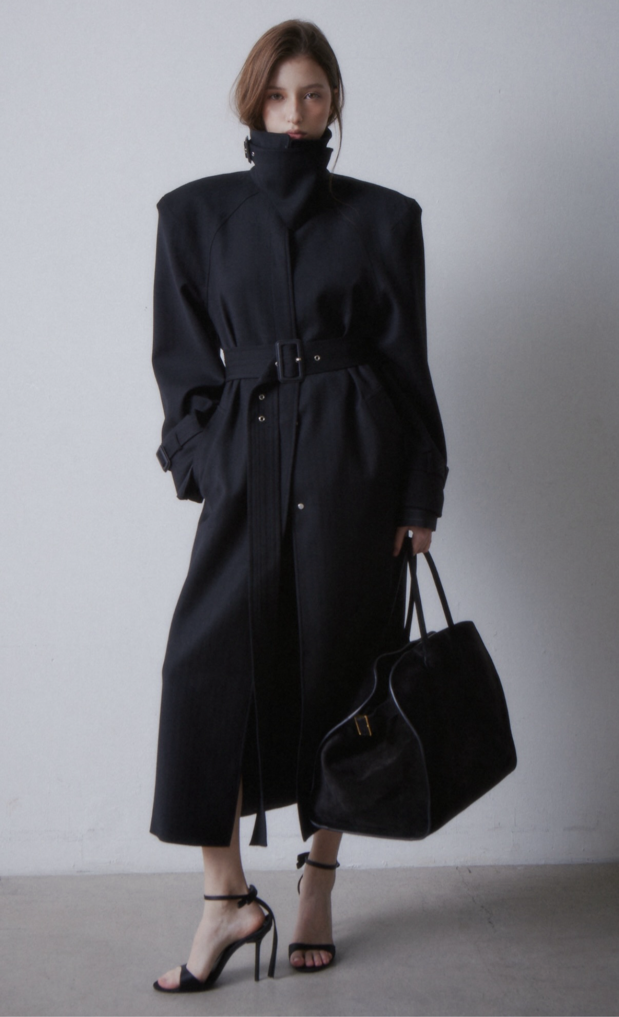 Miki Wool Trench Coat Onyx