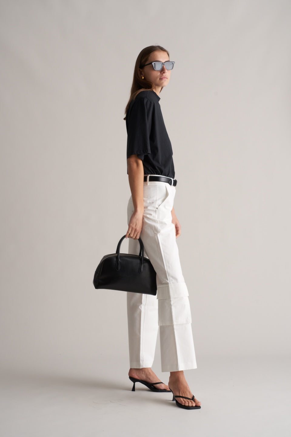 Portia Cotton Cargo Trousers Optic White