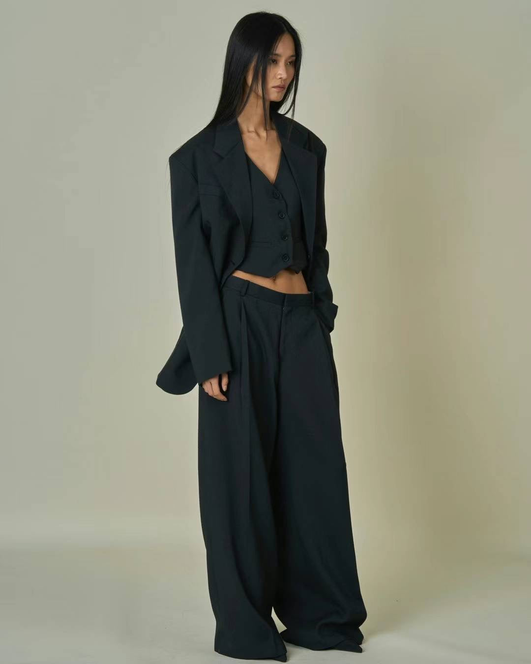 Valentina Pintuck Trousers Black