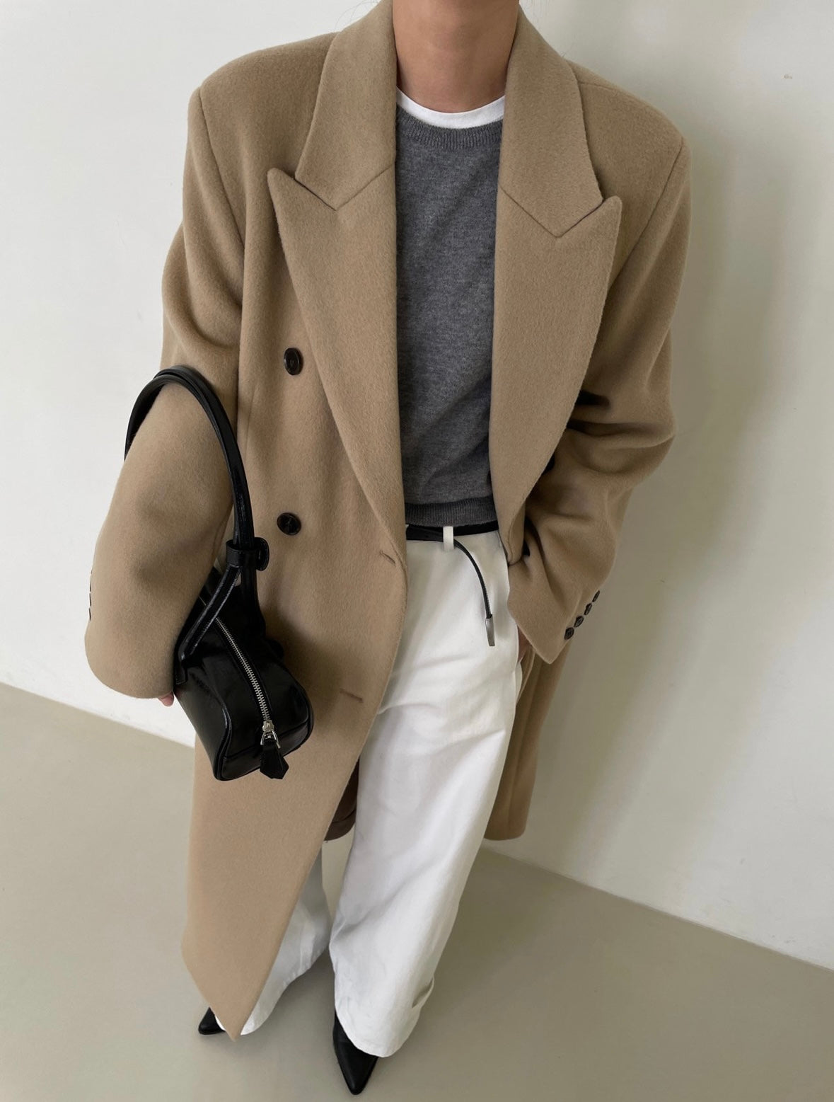 Banie Wool Boyfriend Coat Dune