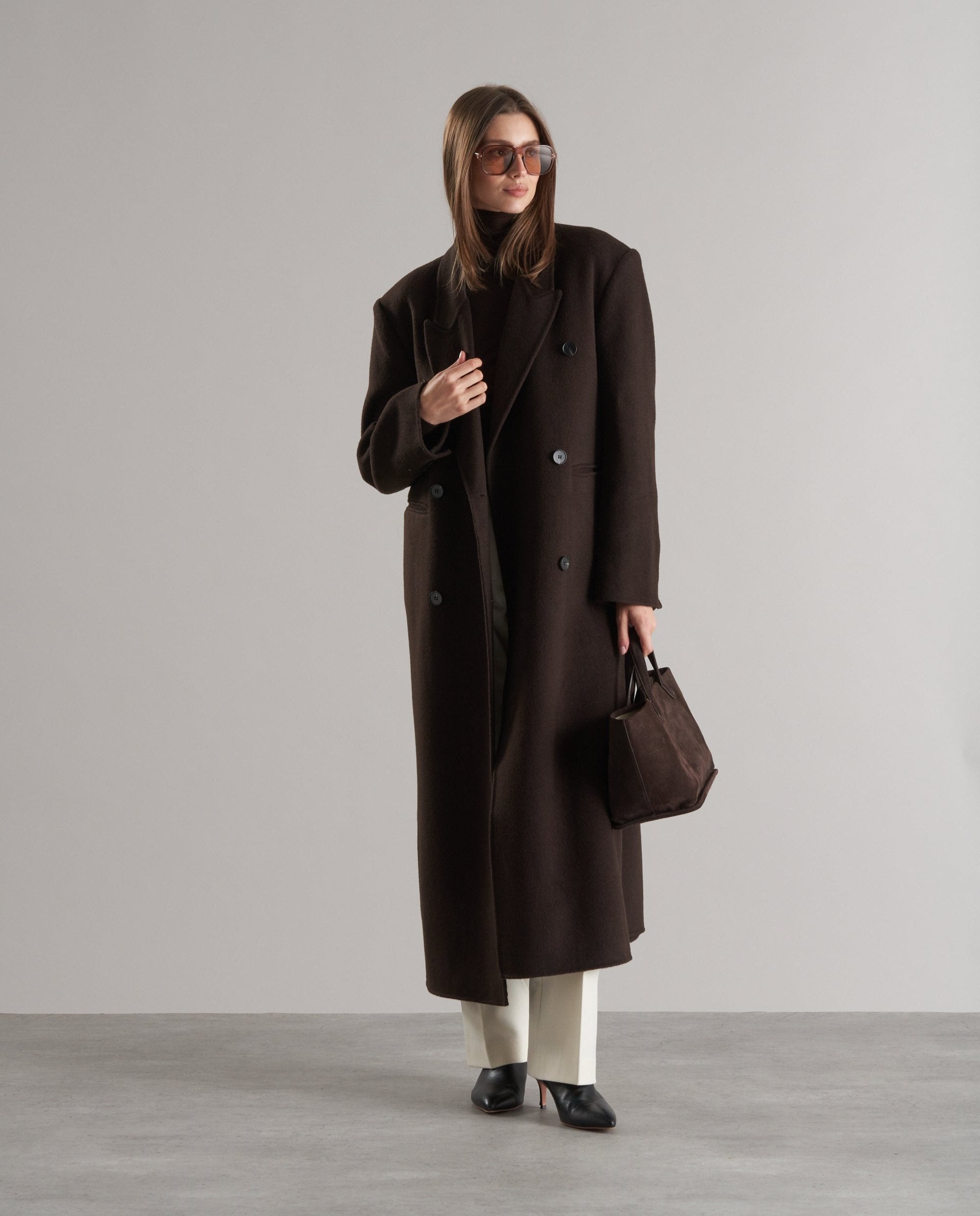 Claye Doublé Boyfriend Coat Espresso