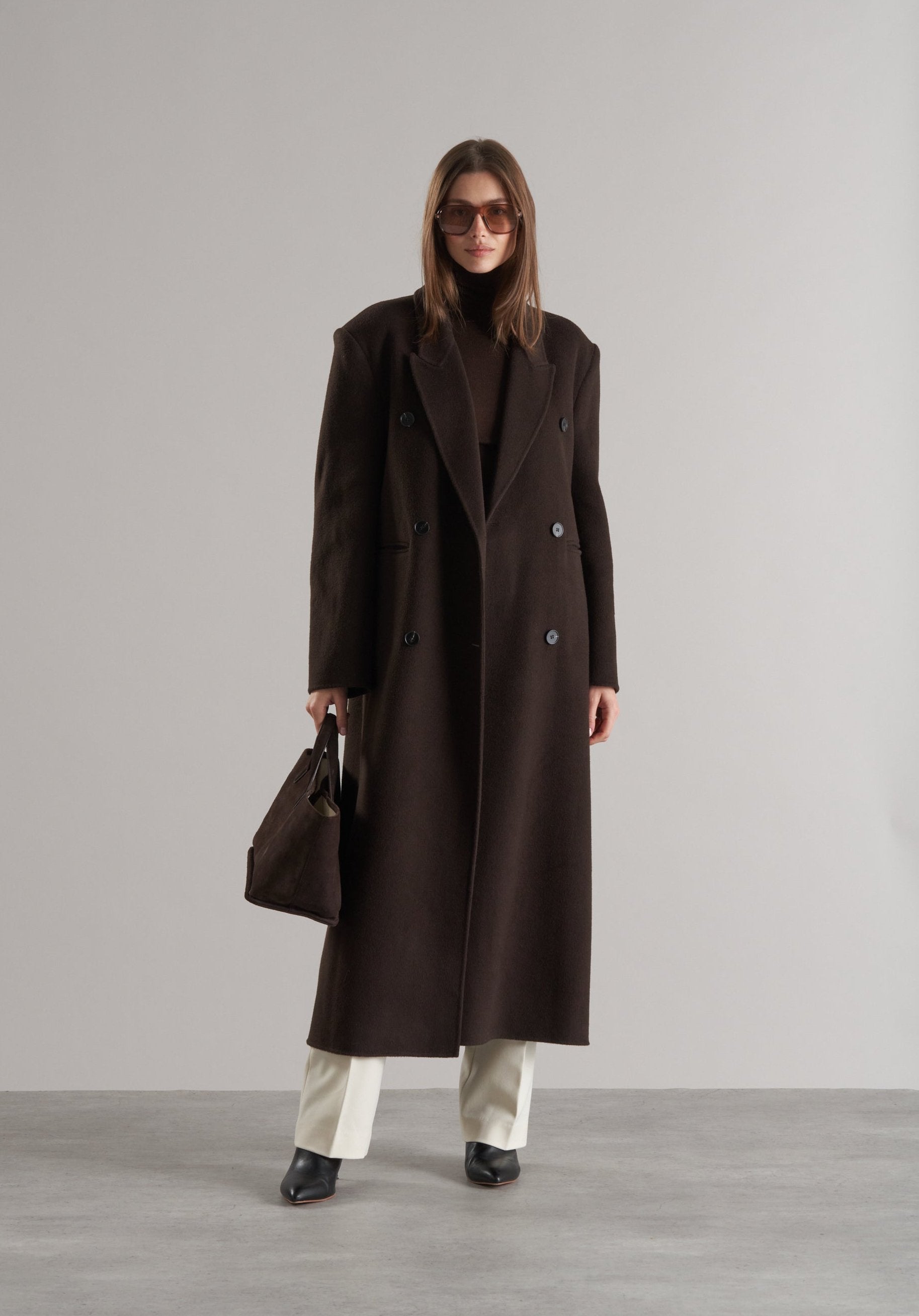 Claye Doublé Boyfriend Coat Espresso