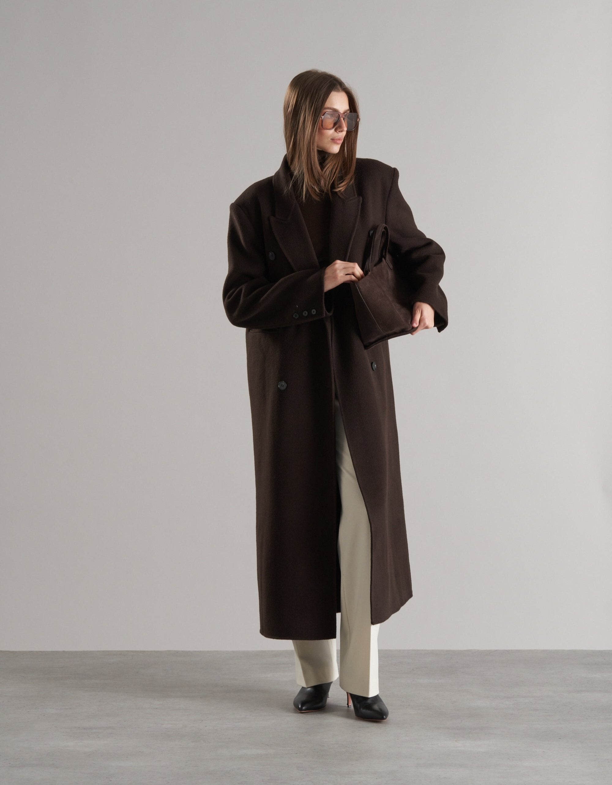 Claye Doublé Boyfriend Coat Espresso