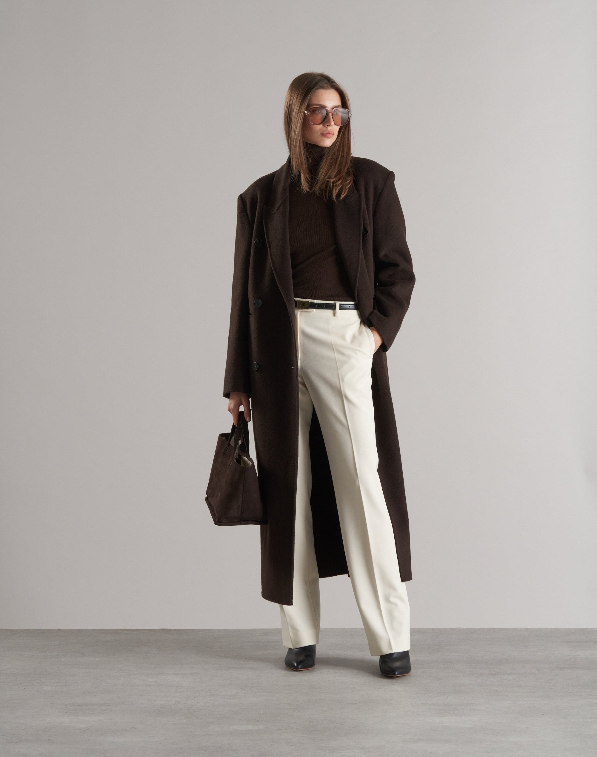 Claye Doublé Boyfriend Coat Espresso