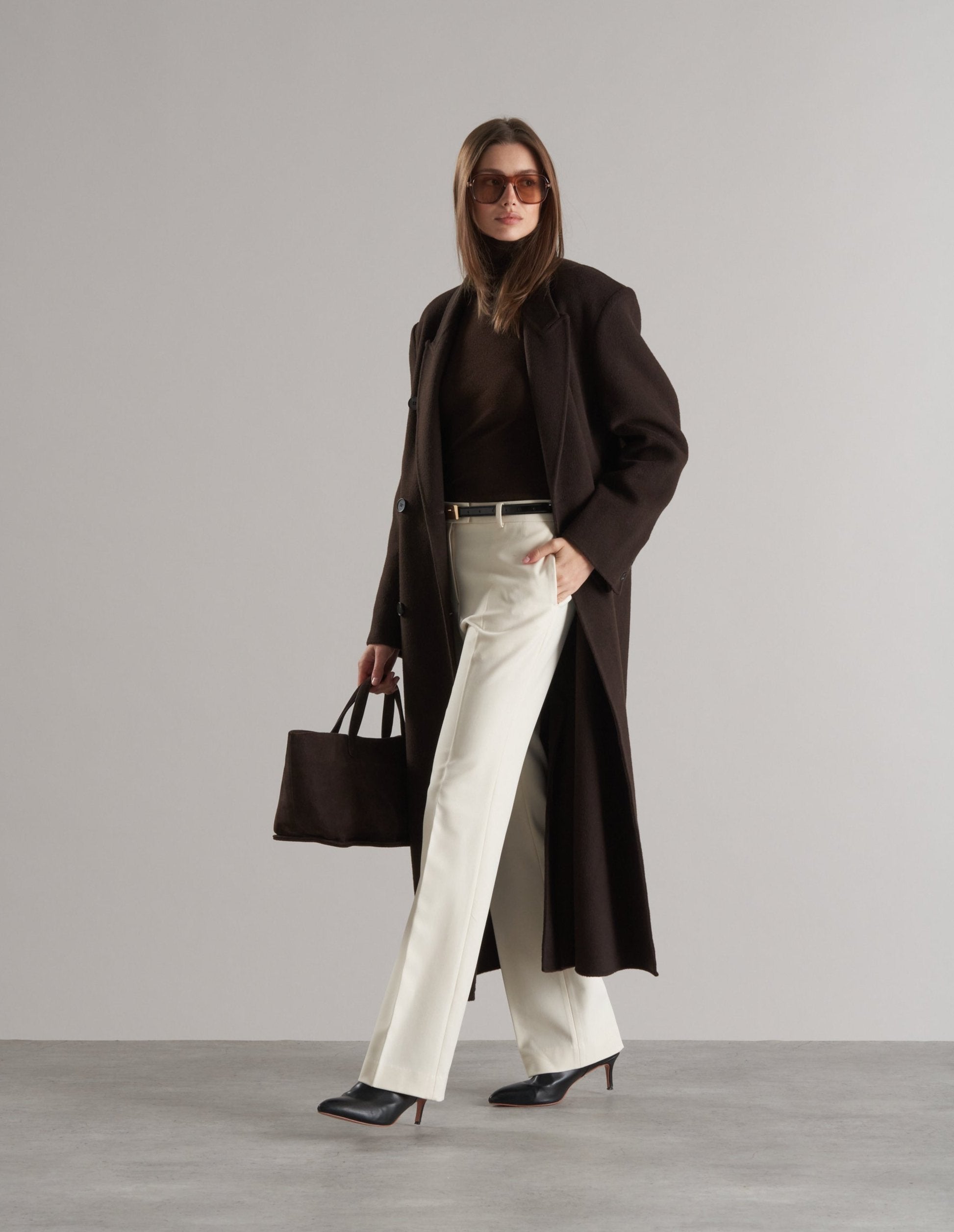 Claye Doublé Boyfriend Coat Espresso
