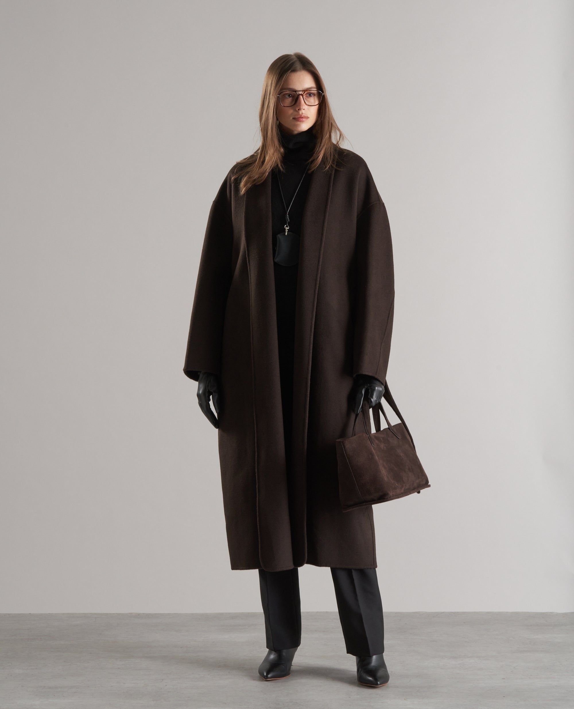 Mir Belted Robe Coat Espresso