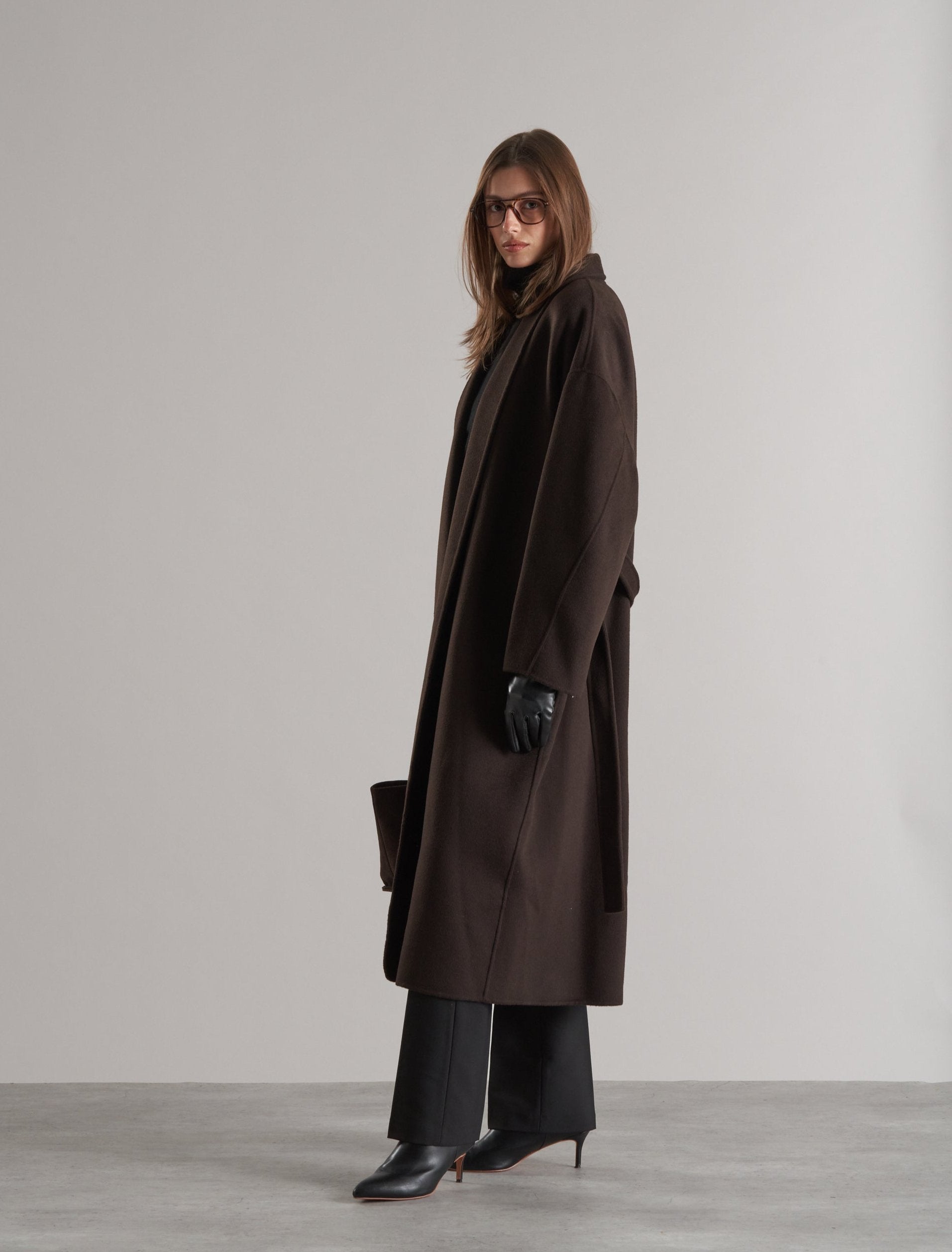 Mir Belted Robe Coat Espresso