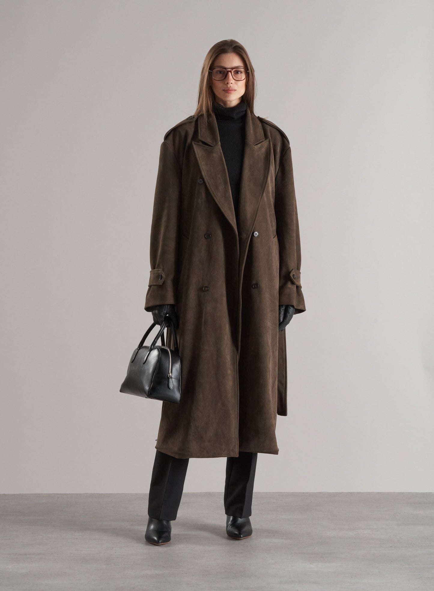 Lyna Faux Suede Trench Coat Cedar