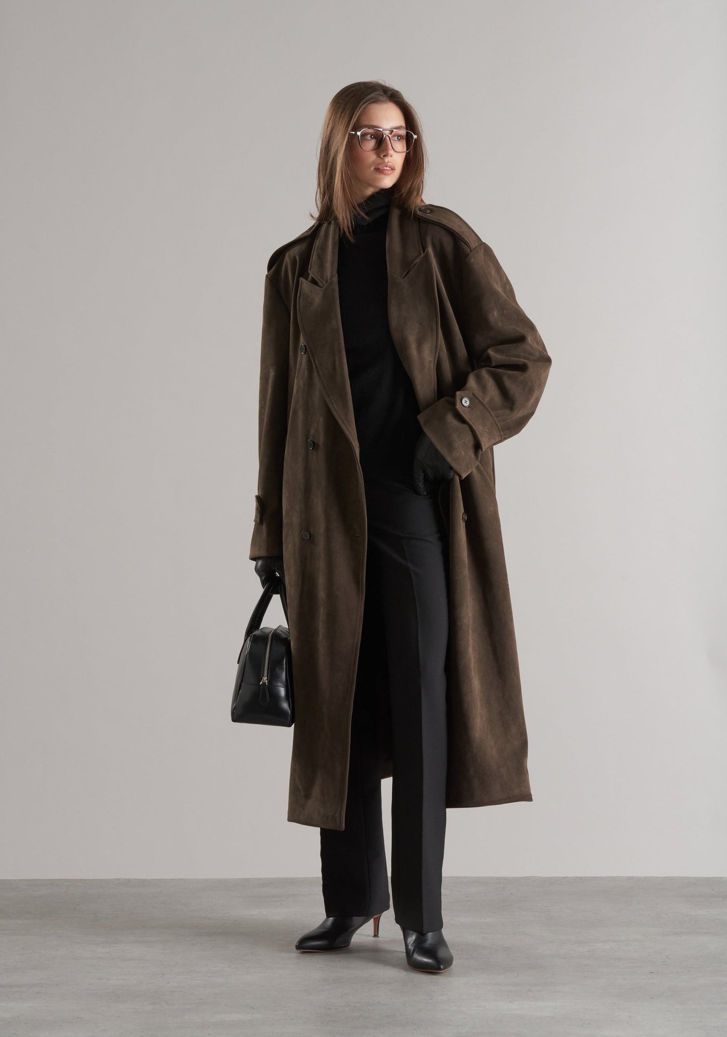 Lyna Faux Suede Trench Coat Cedar