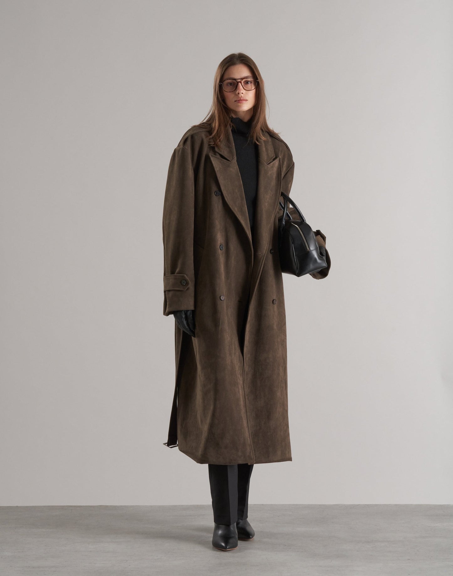 Lyna Faux Suede Trench Coat Cedar
