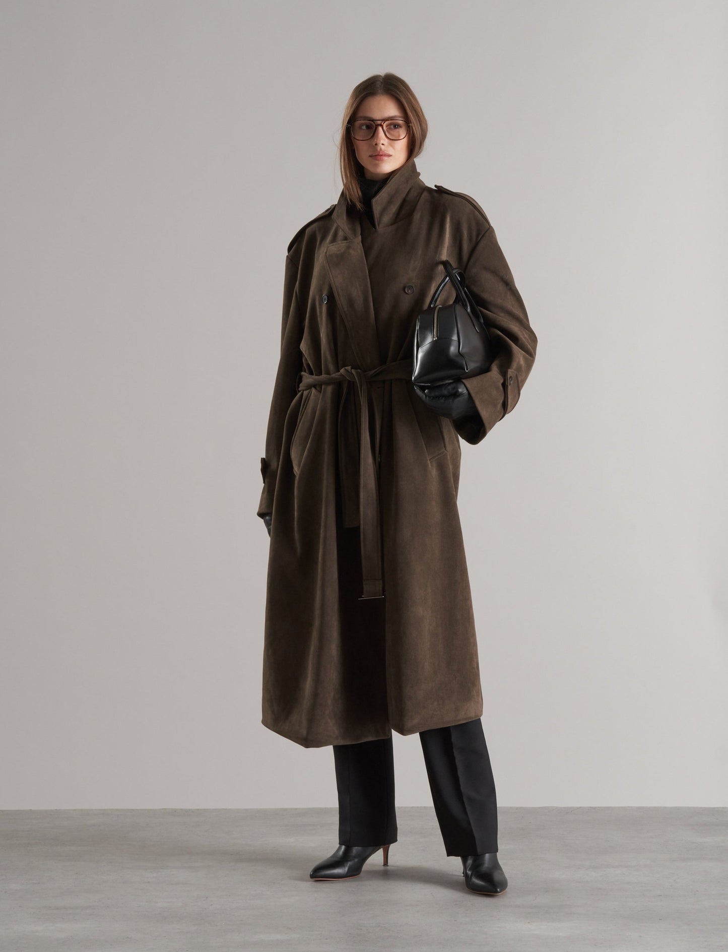 Lyna Faux Suede Trench Coat Cedar