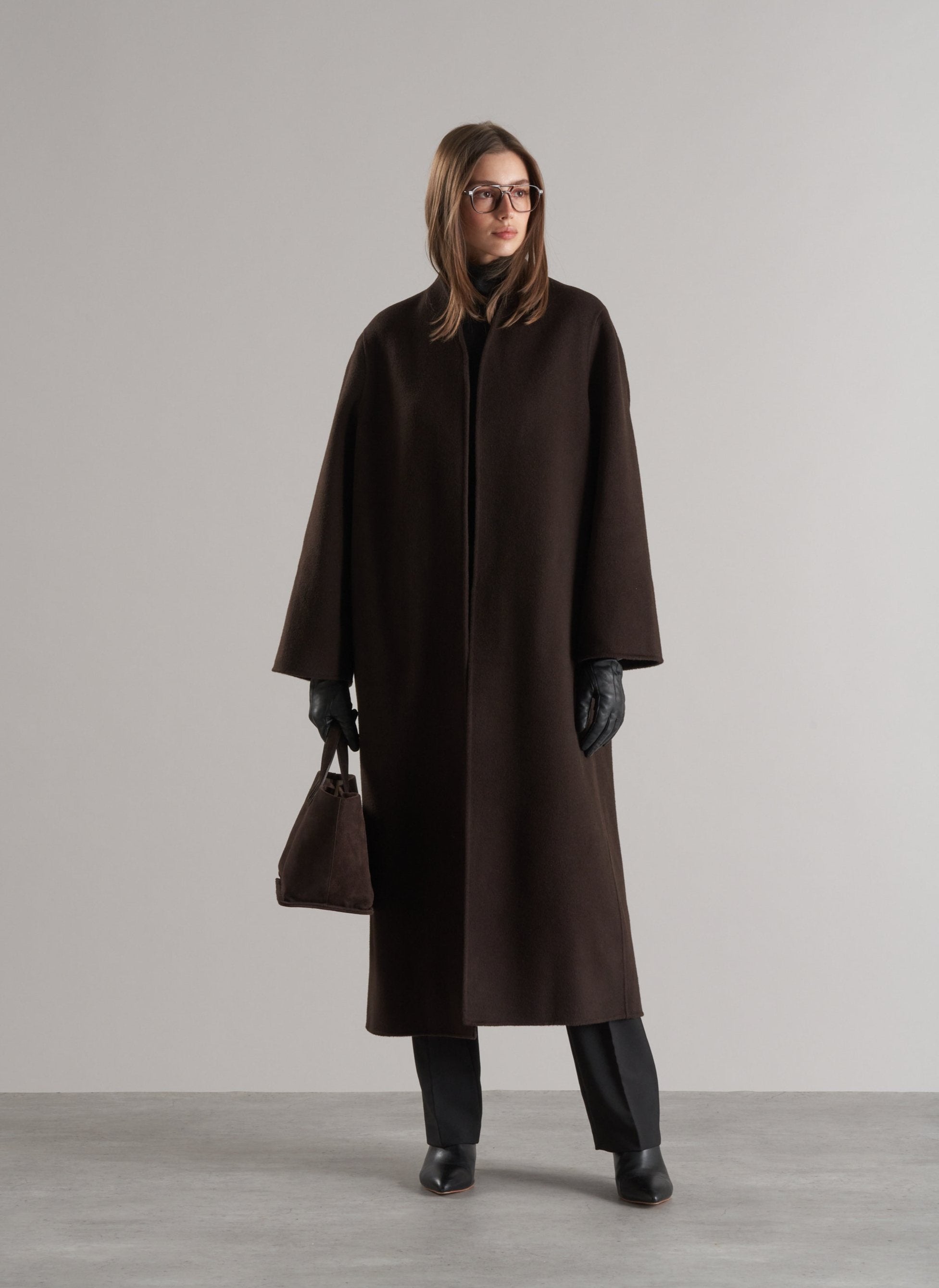 Tala Wool Coat with Scarf Espresso