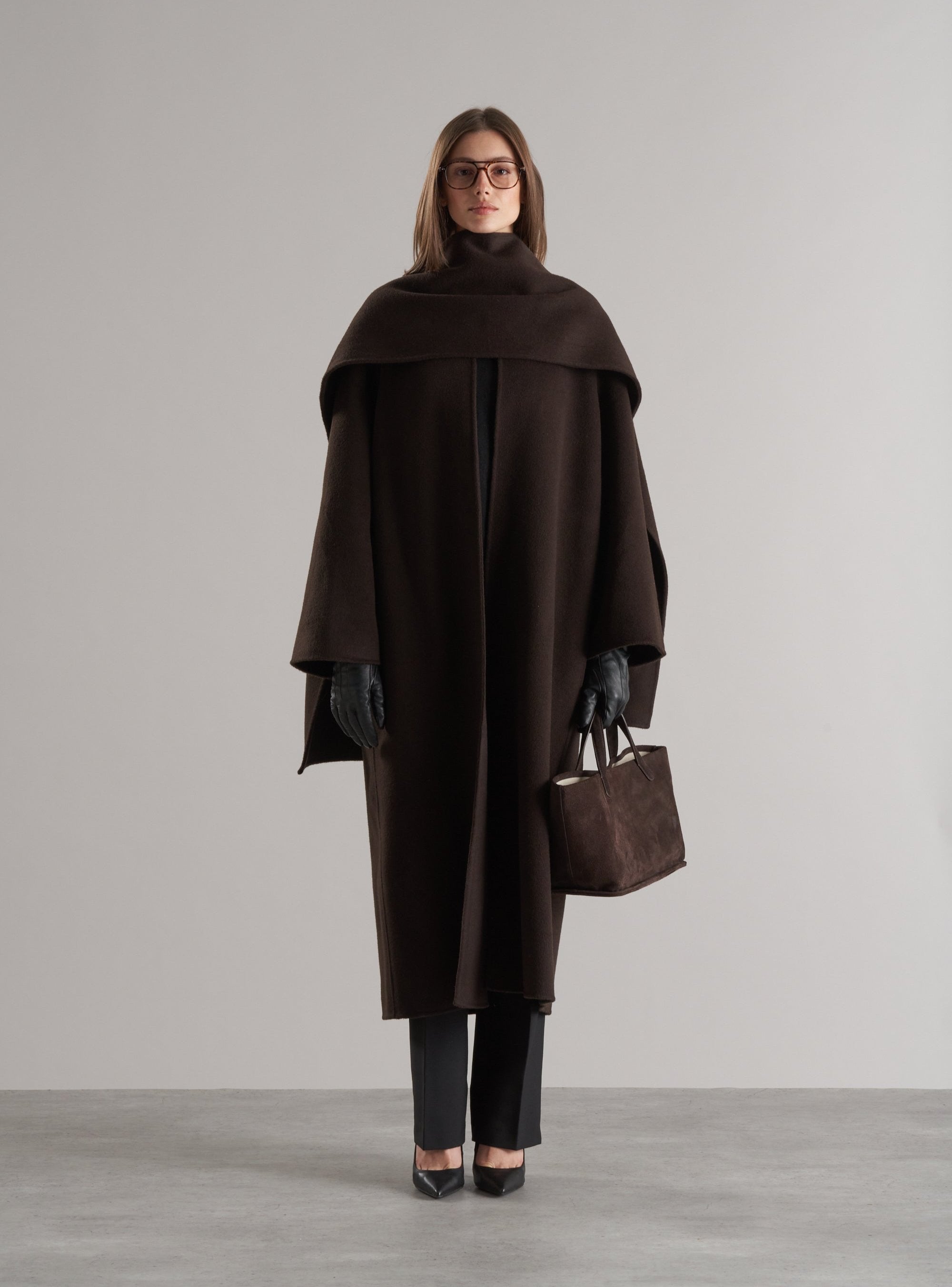 Tala Wool Coat with Scarf Espresso