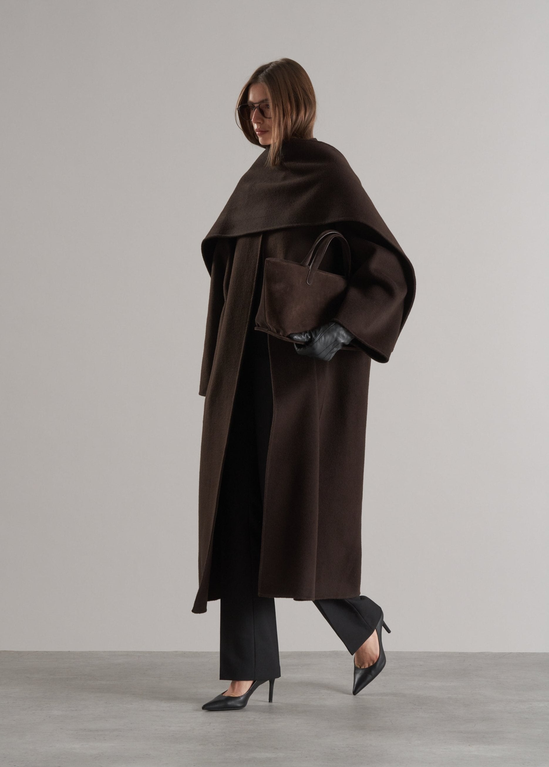 Tala Wool Coat with Scarf Espresso