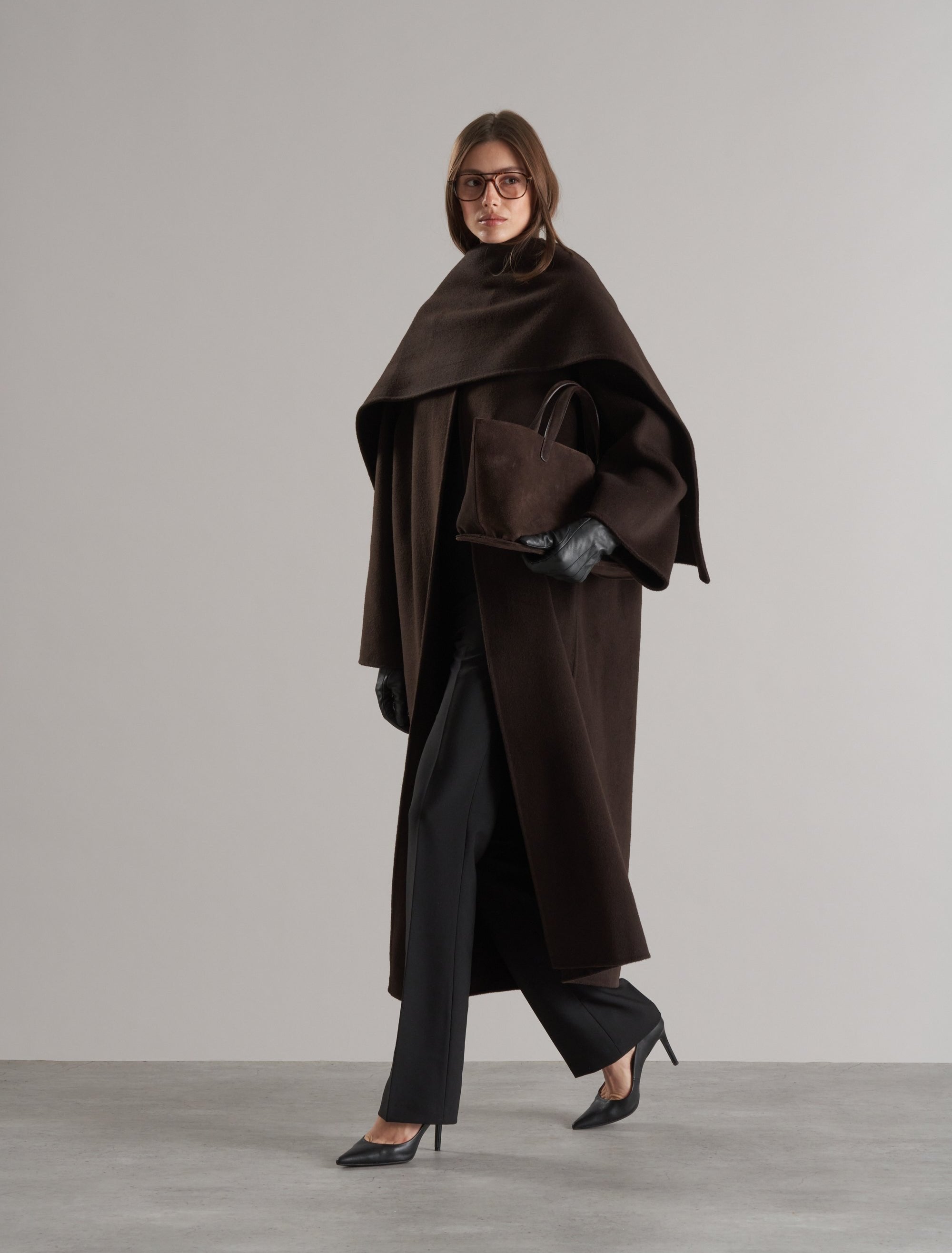 Tala Wool Coat with Scarf Espresso