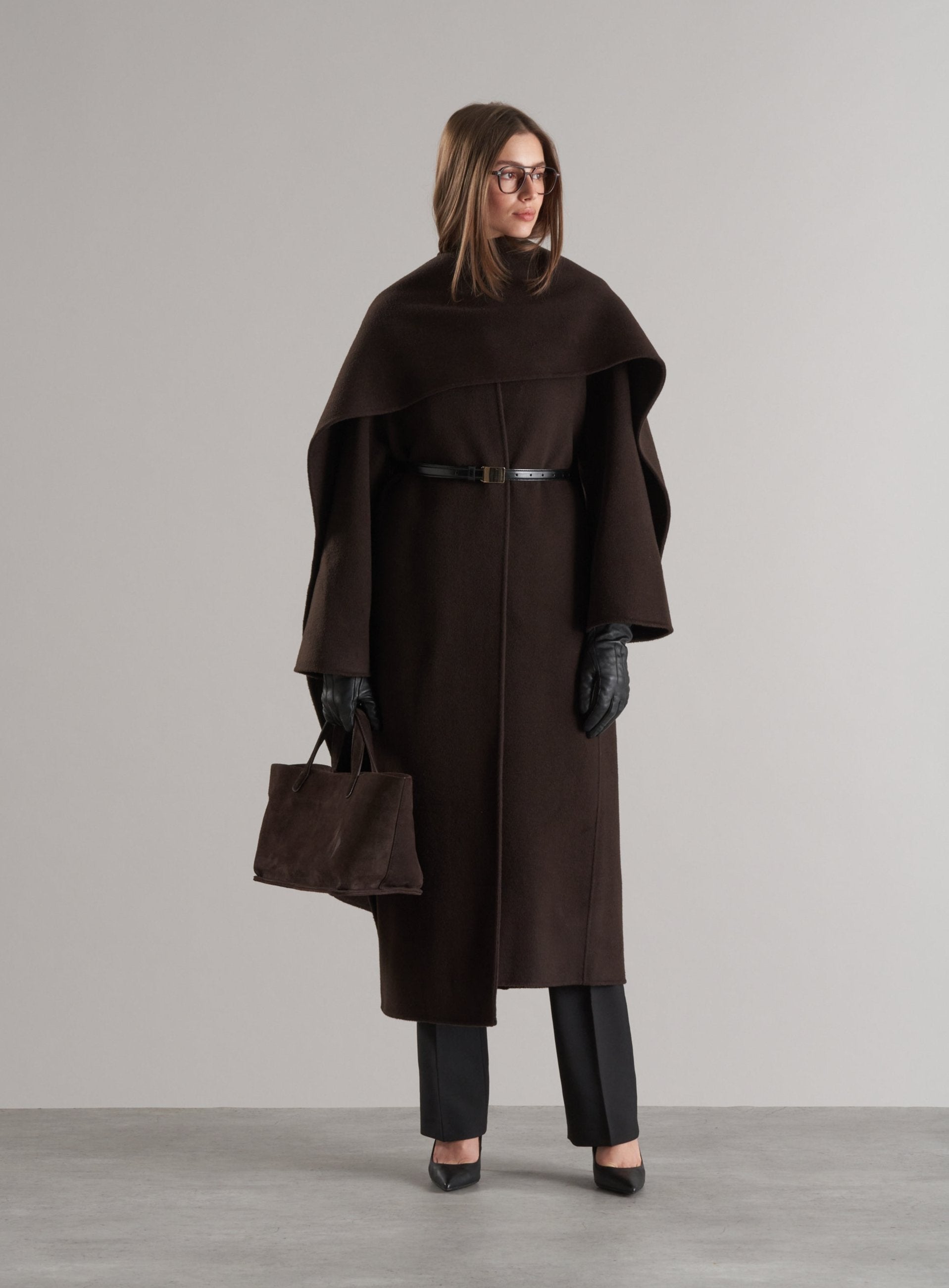 Tala Wool Coat with Scarf Espresso