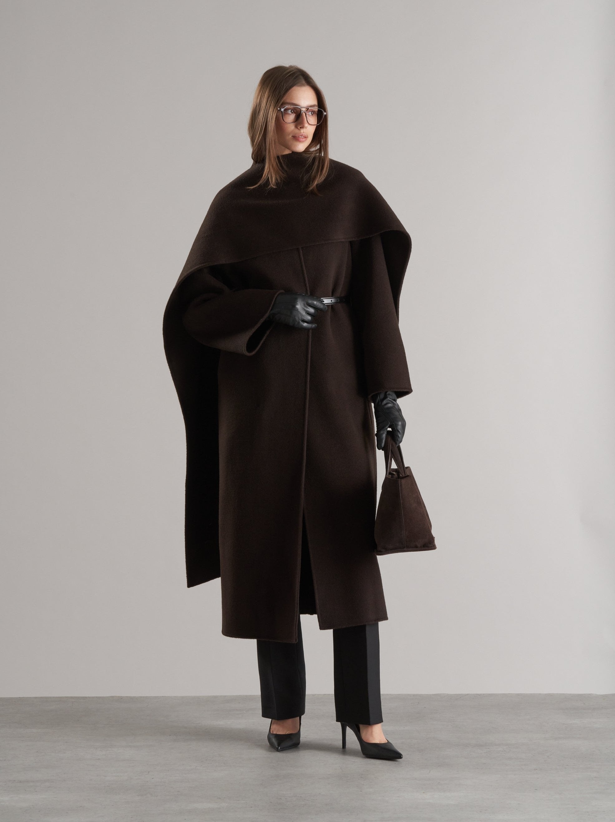 Tala Wool Coat with Scarf Espresso