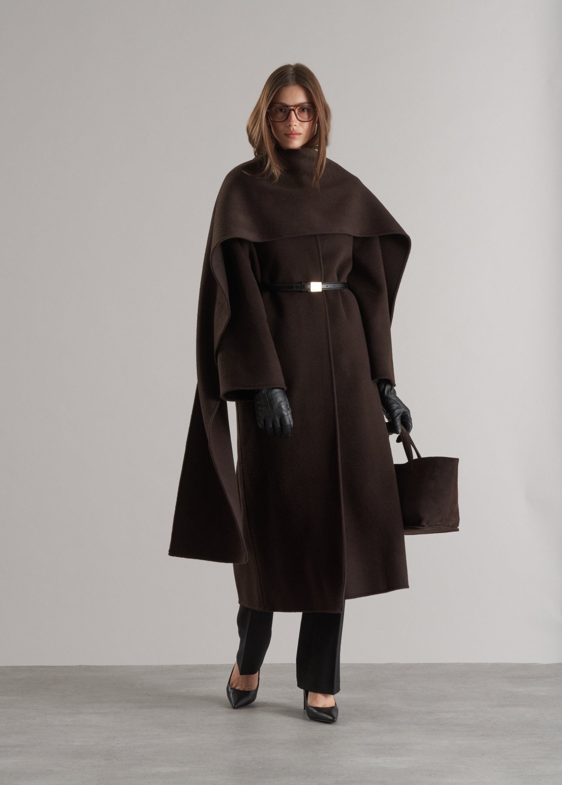 Tala Wool Coat with Scarf Espresso