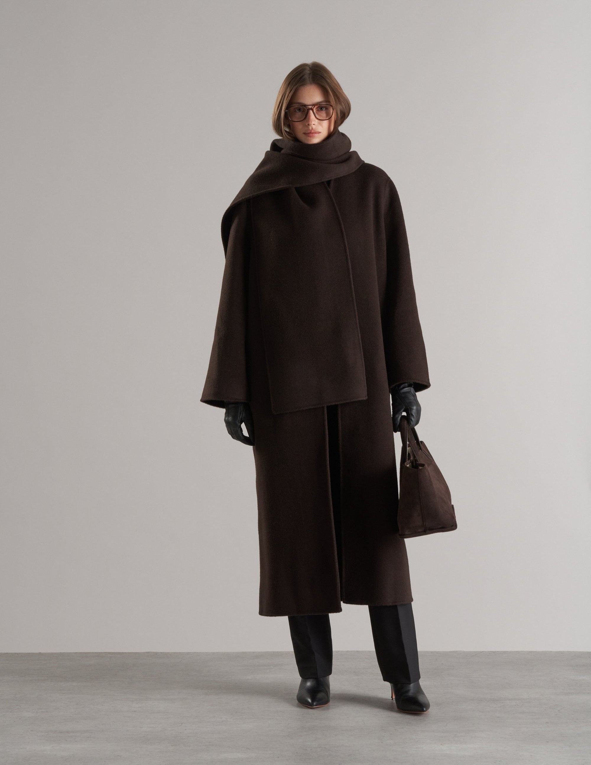 Tala Wool Coat with Scarf Espresso