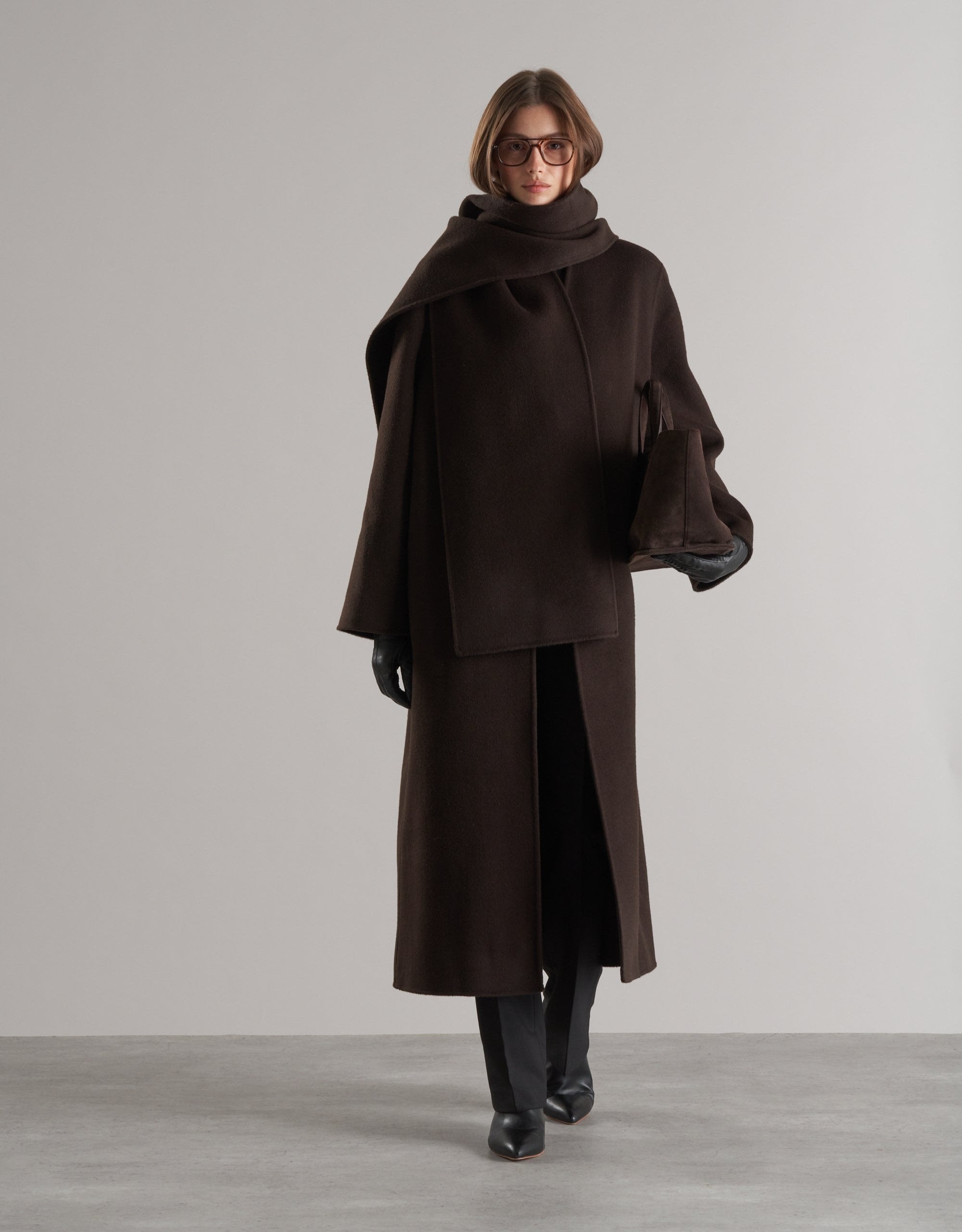Tala Wool Coat with Scarf Espresso