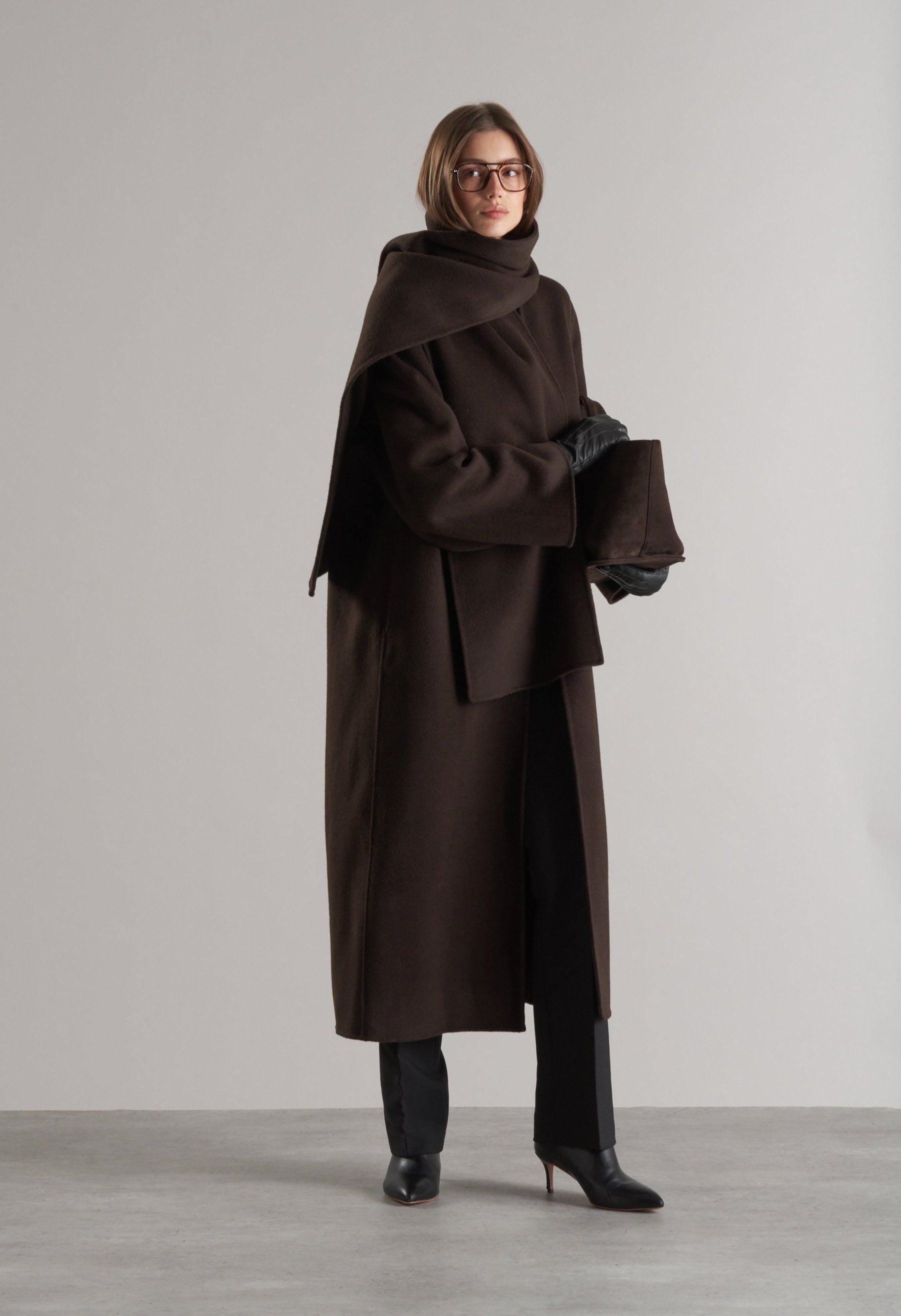 Tala Wool Coat with Scarf Espresso