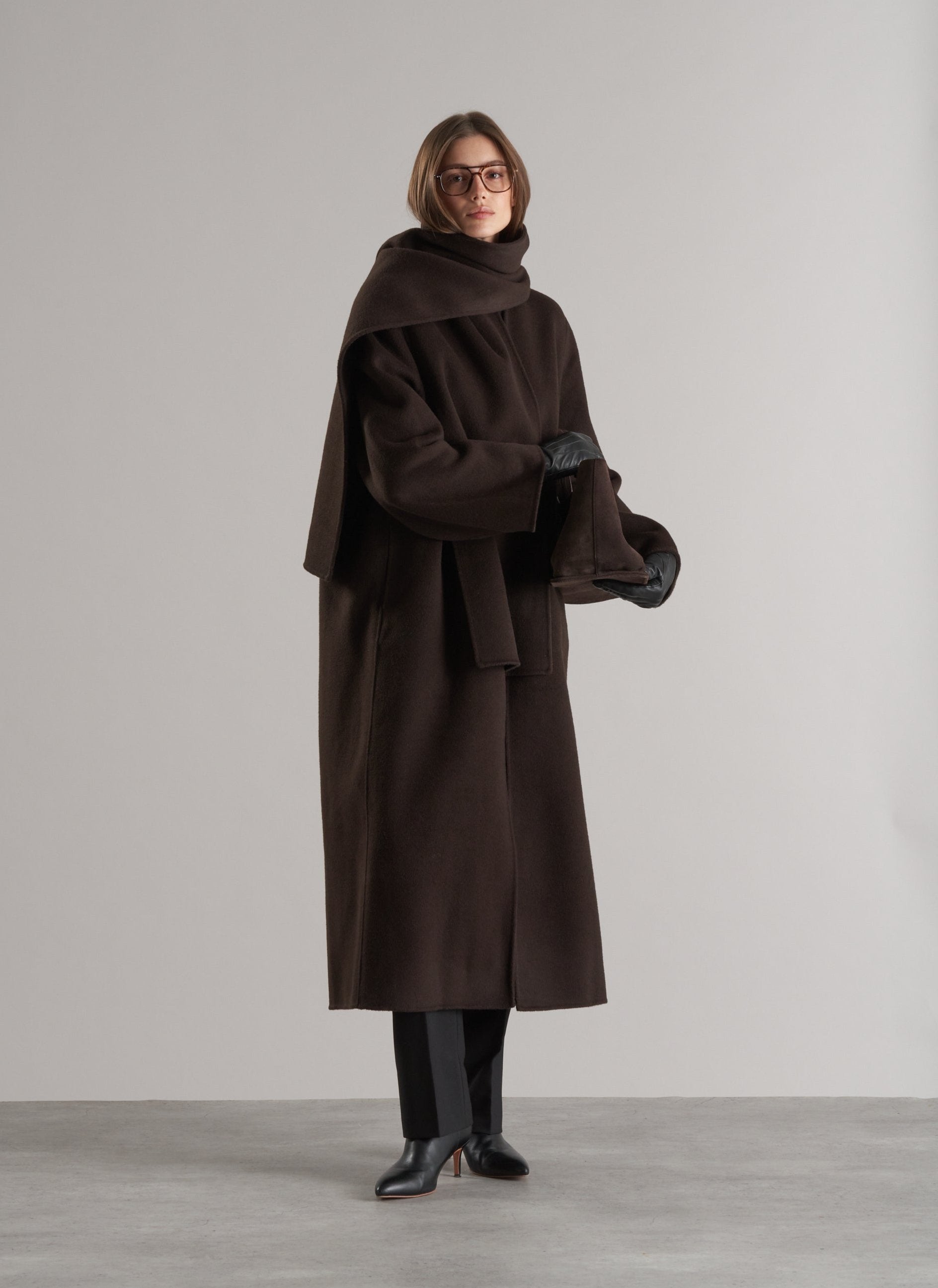 Tala Wool Coat with Scarf Espresso