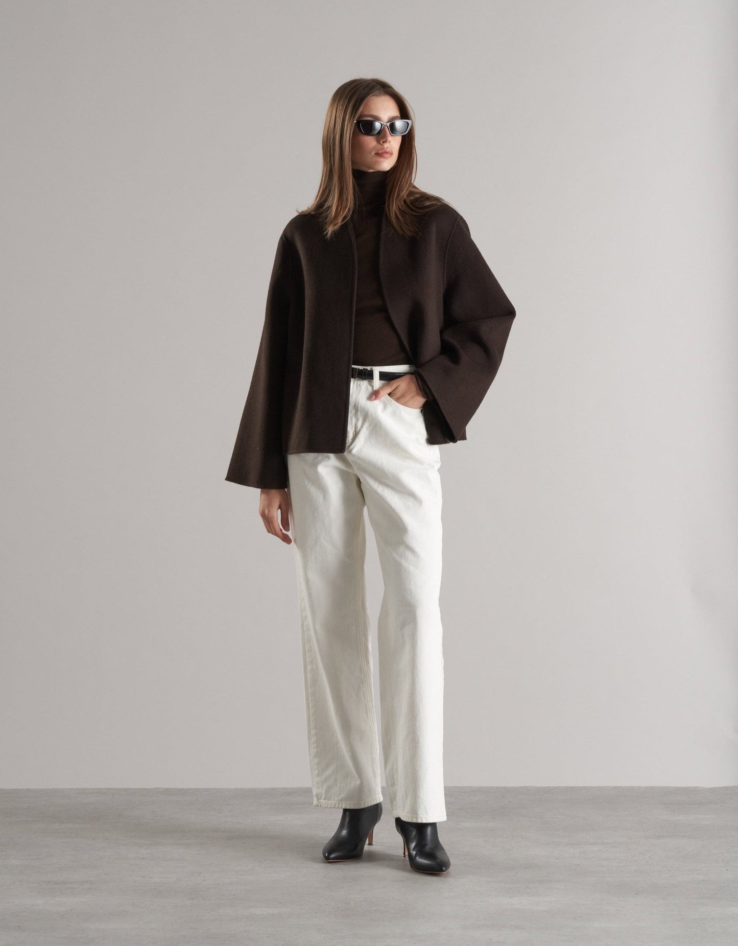 Tala Wool Jacket with Scarf Espresso