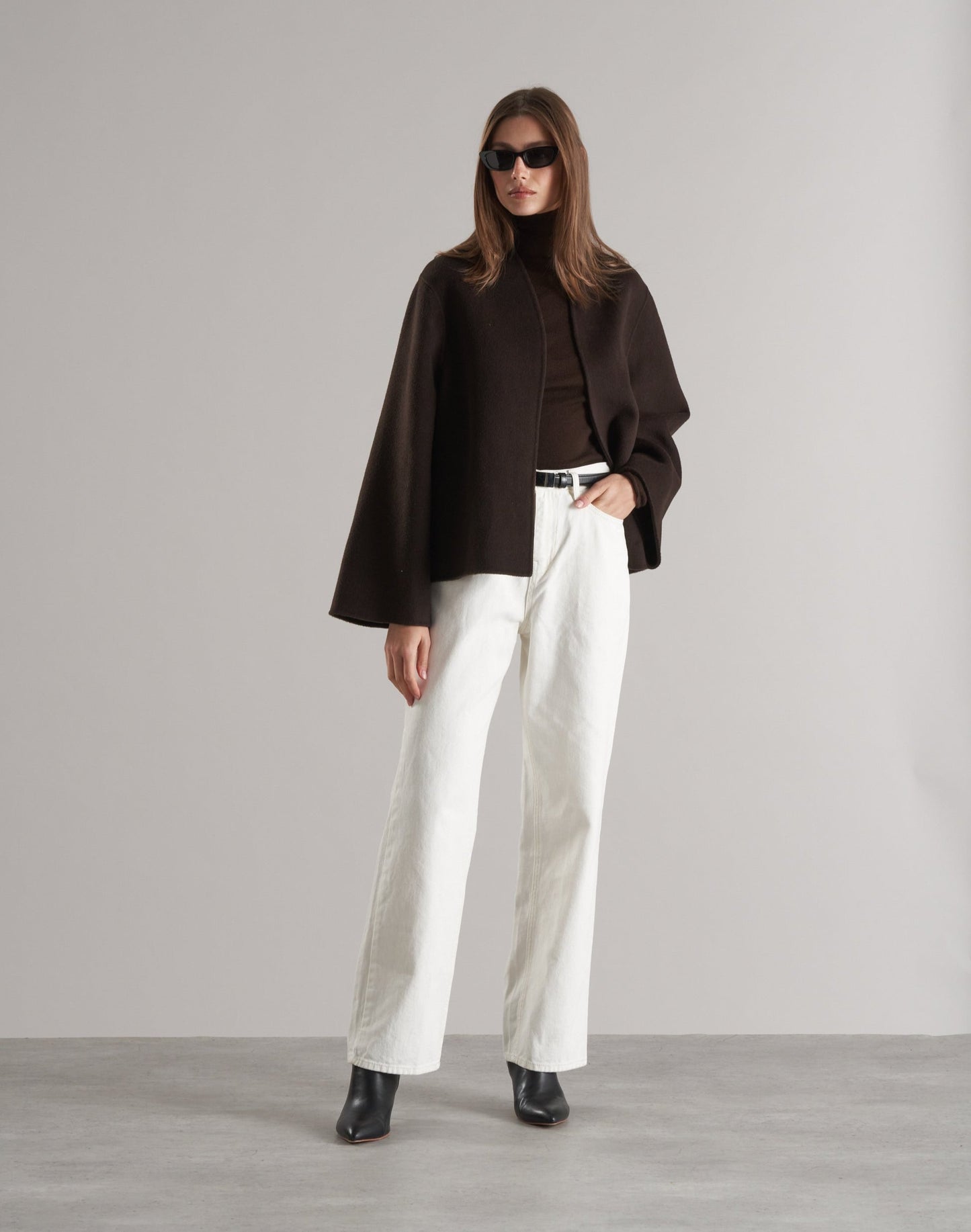 Tala Wool Jacket with Scarf Espresso