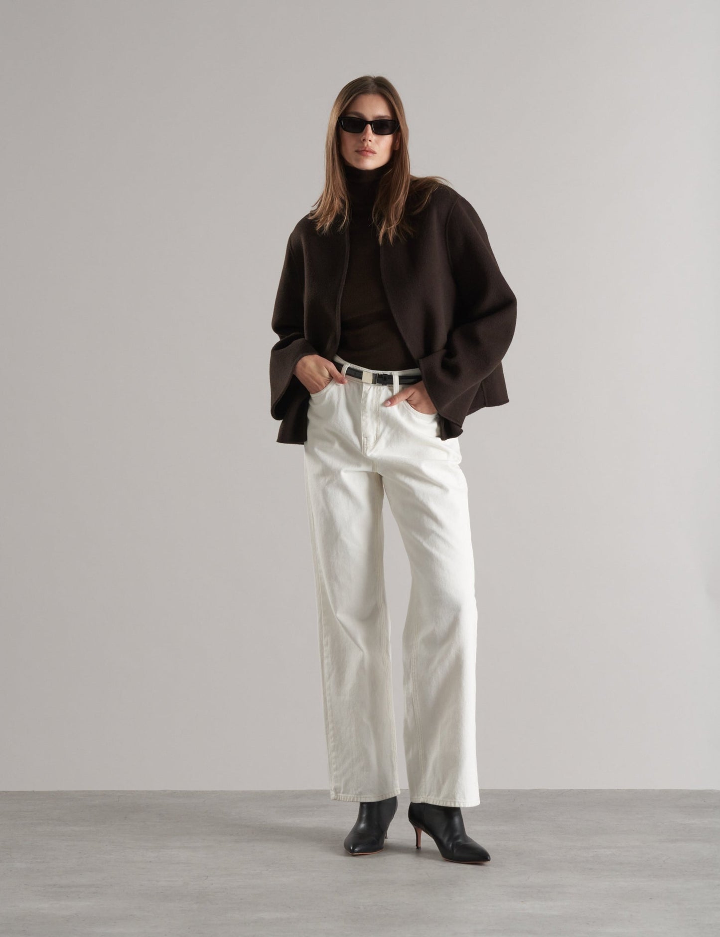 Tala Wool Jacket with Scarf Espresso