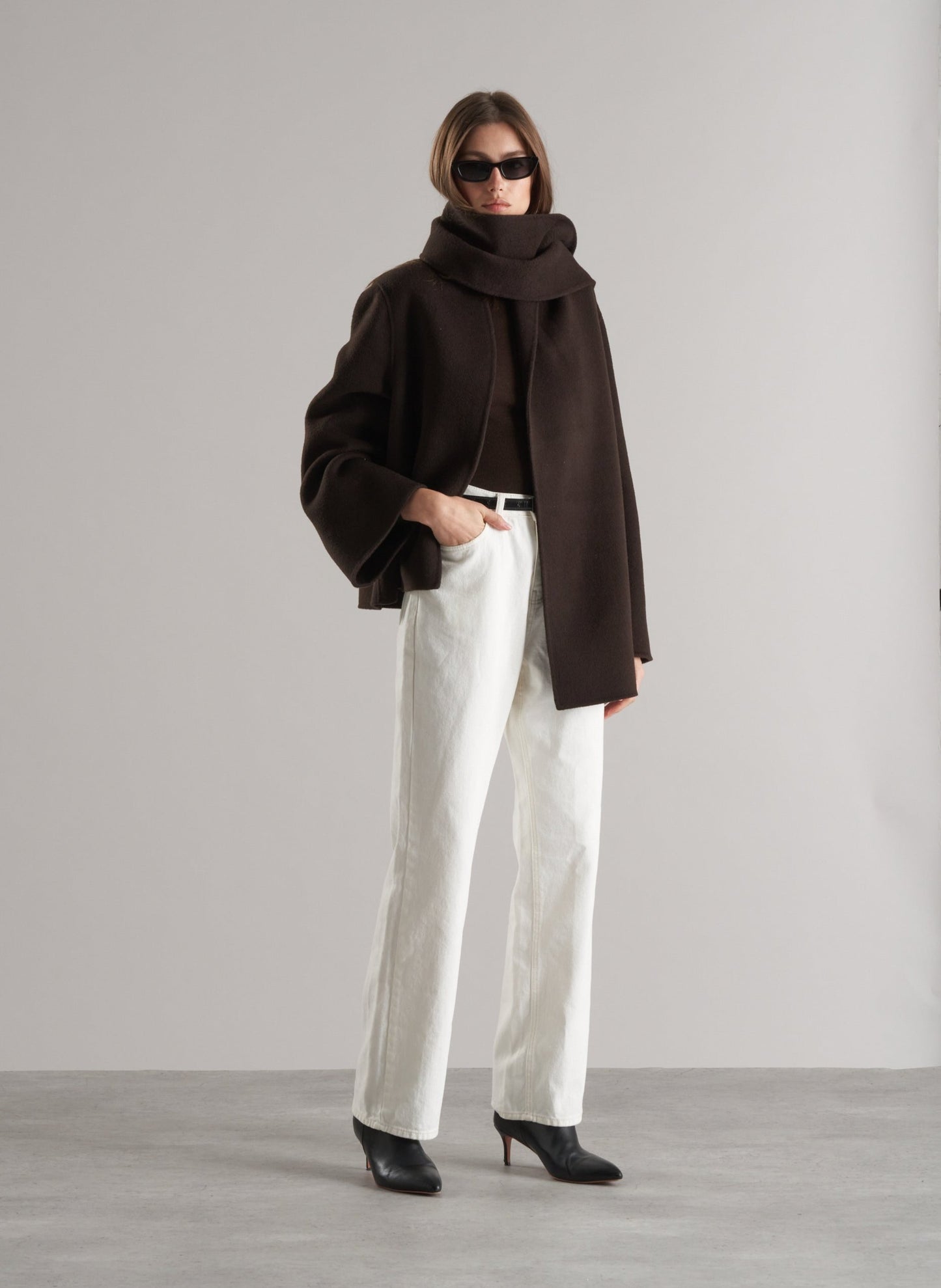 Tala Wool Jacket with Scarf Espresso