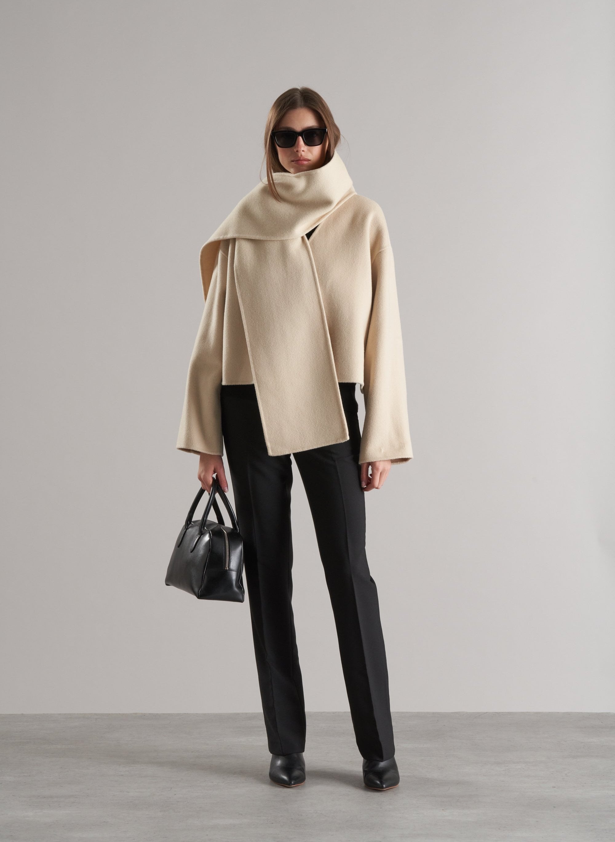 Tol Wool Jacket with Scarf Buttermilk