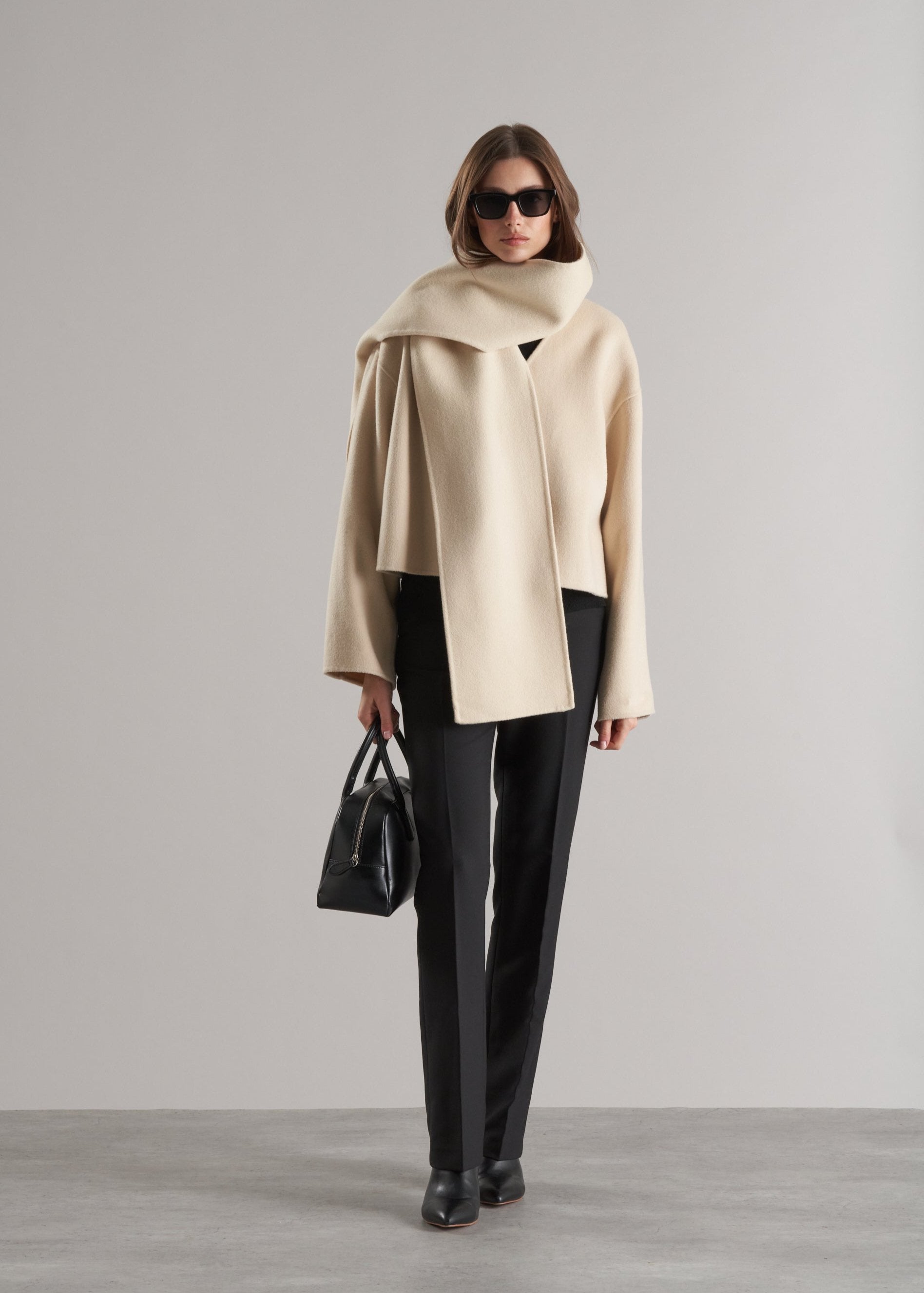 Tol Wool Jacket with Scarf Buttermilk