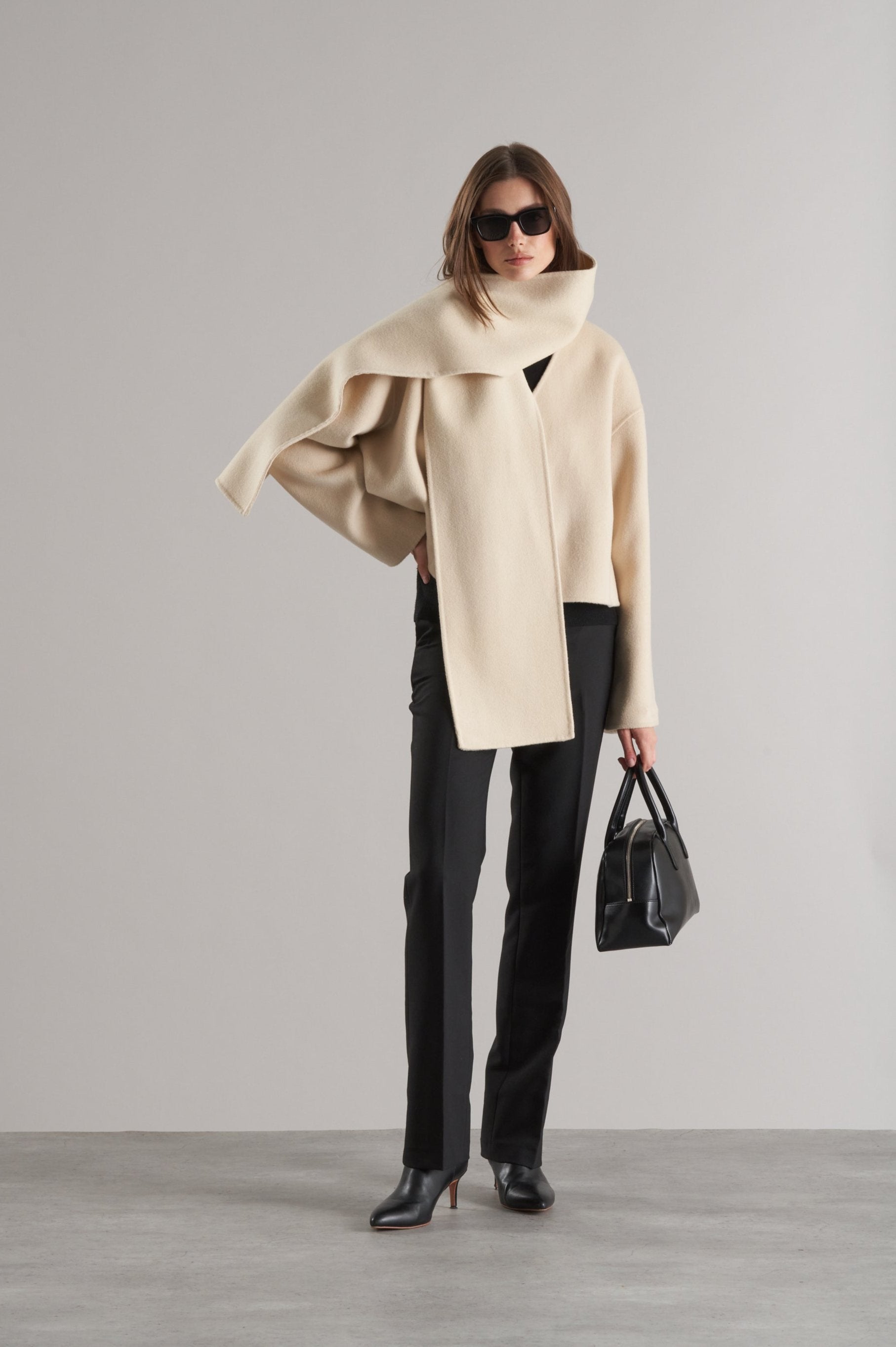 Tol Wool Jacket with Scarf Buttermilk