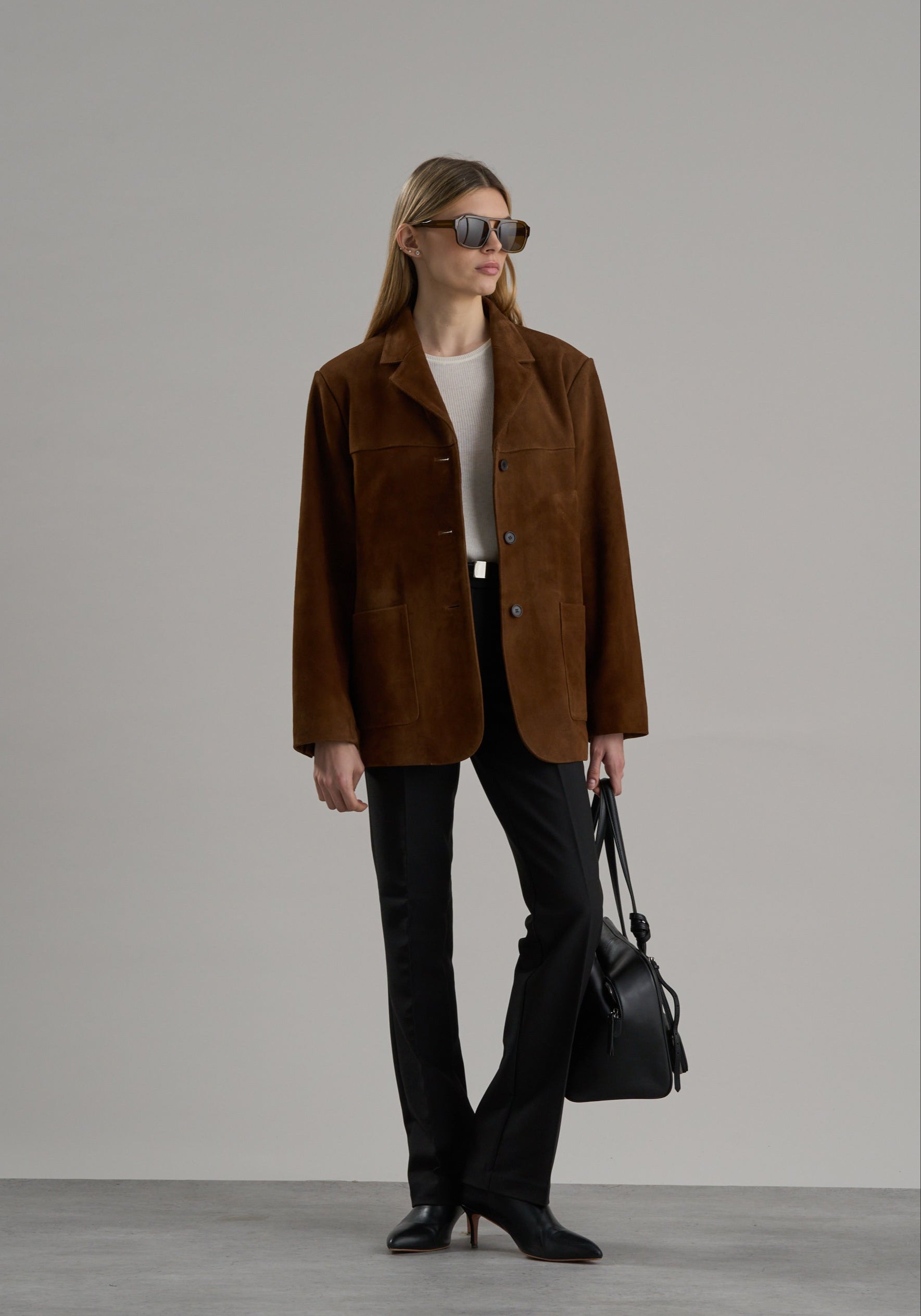Lazero Suede Leather Jacket Coffee