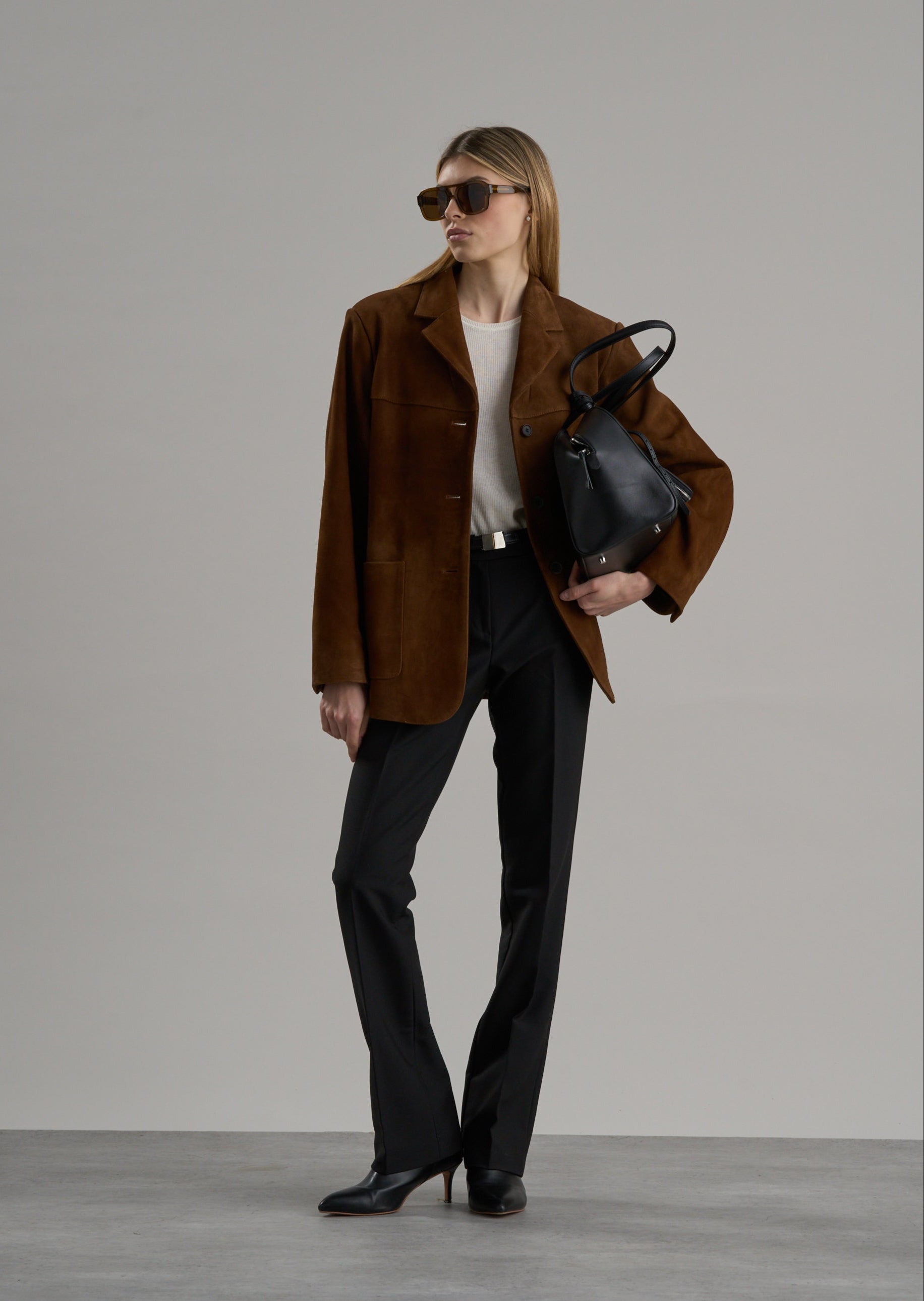 Lazero Suede Leather Jacket Coffee