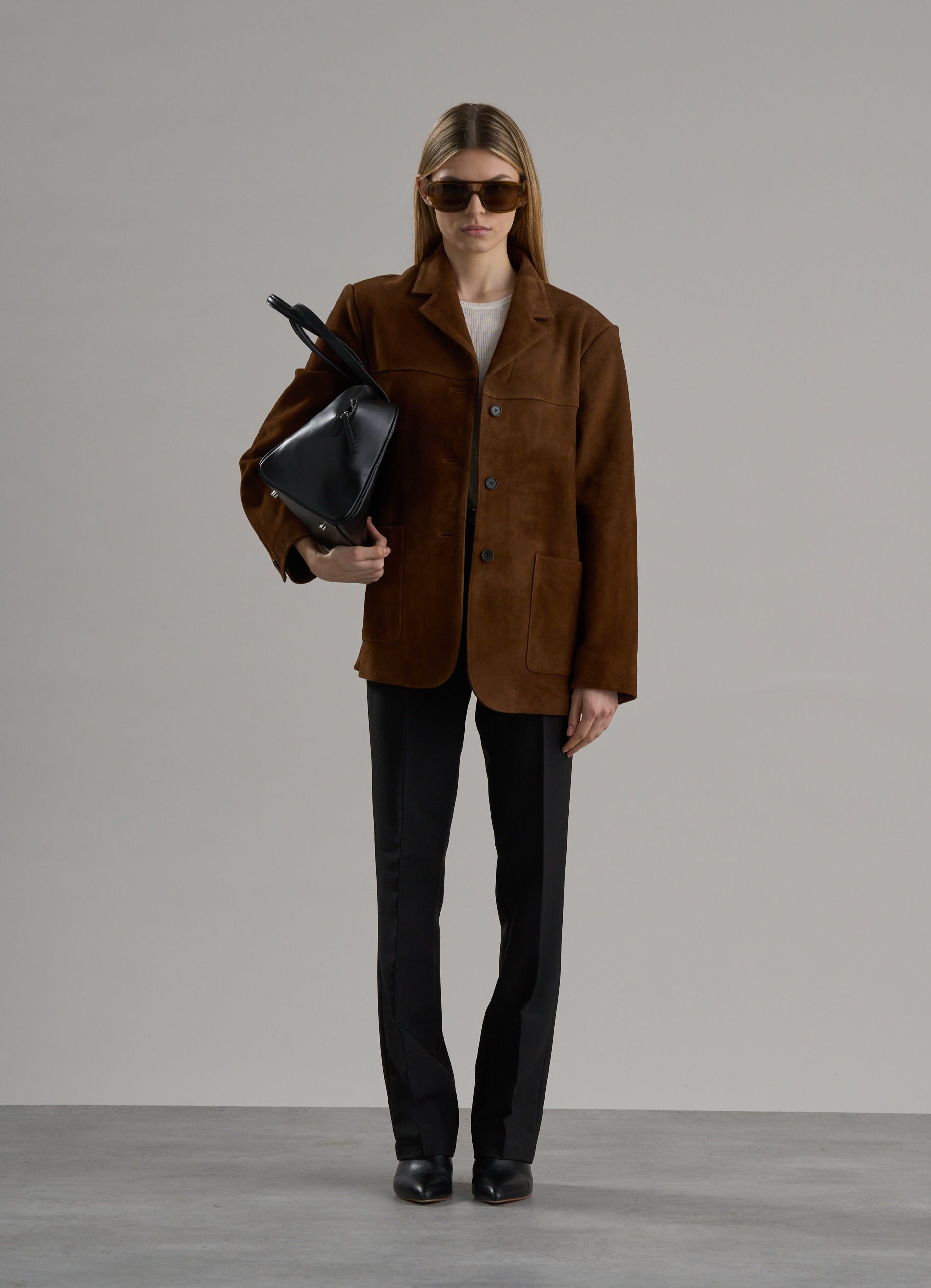 Lazero Suede Leather Jacket Coffee