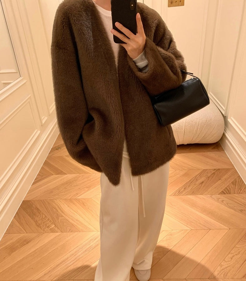 Dera Faux Fur Jacket Chocolate