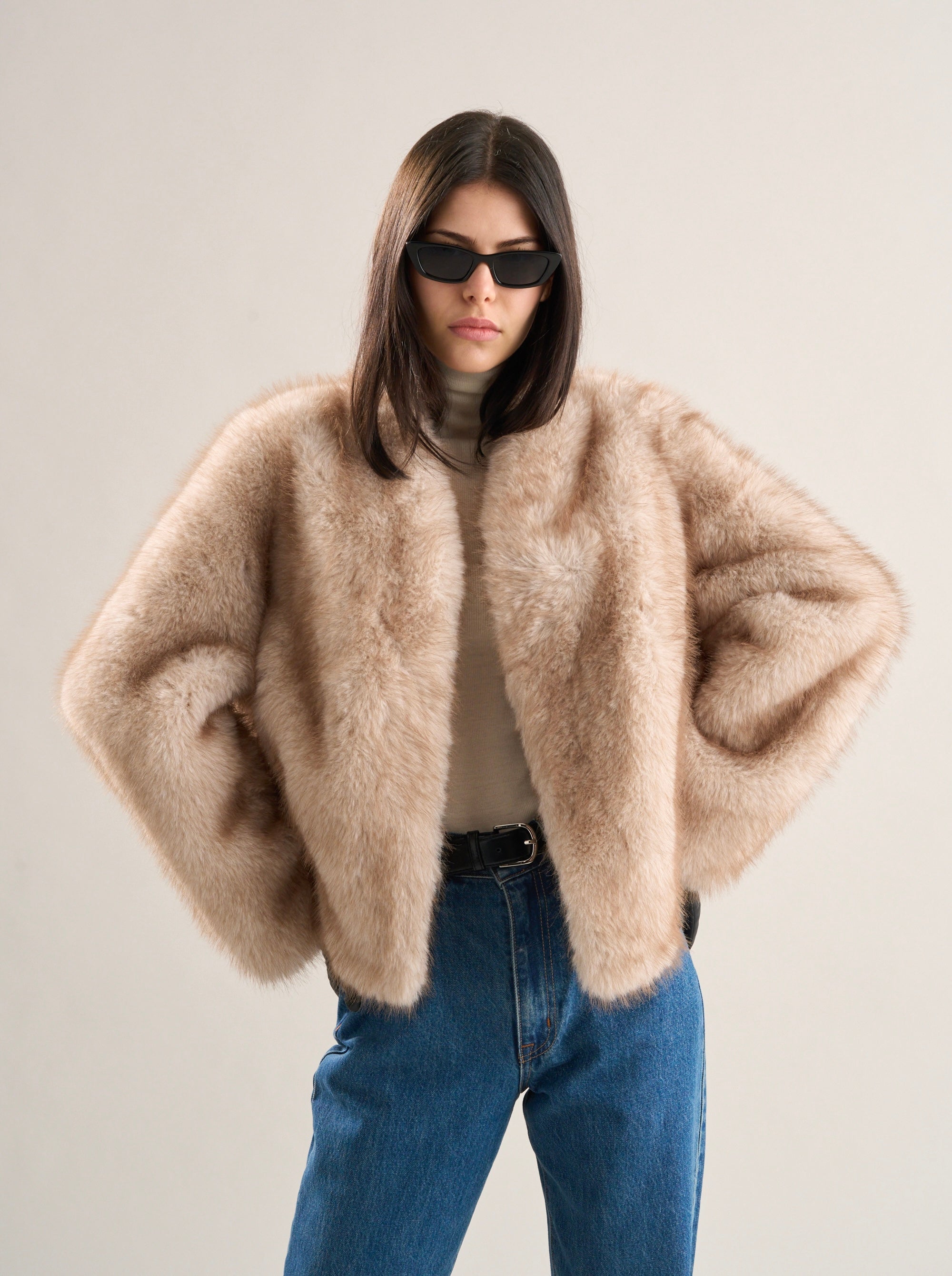 Lana Faux Fur Jacket Crema